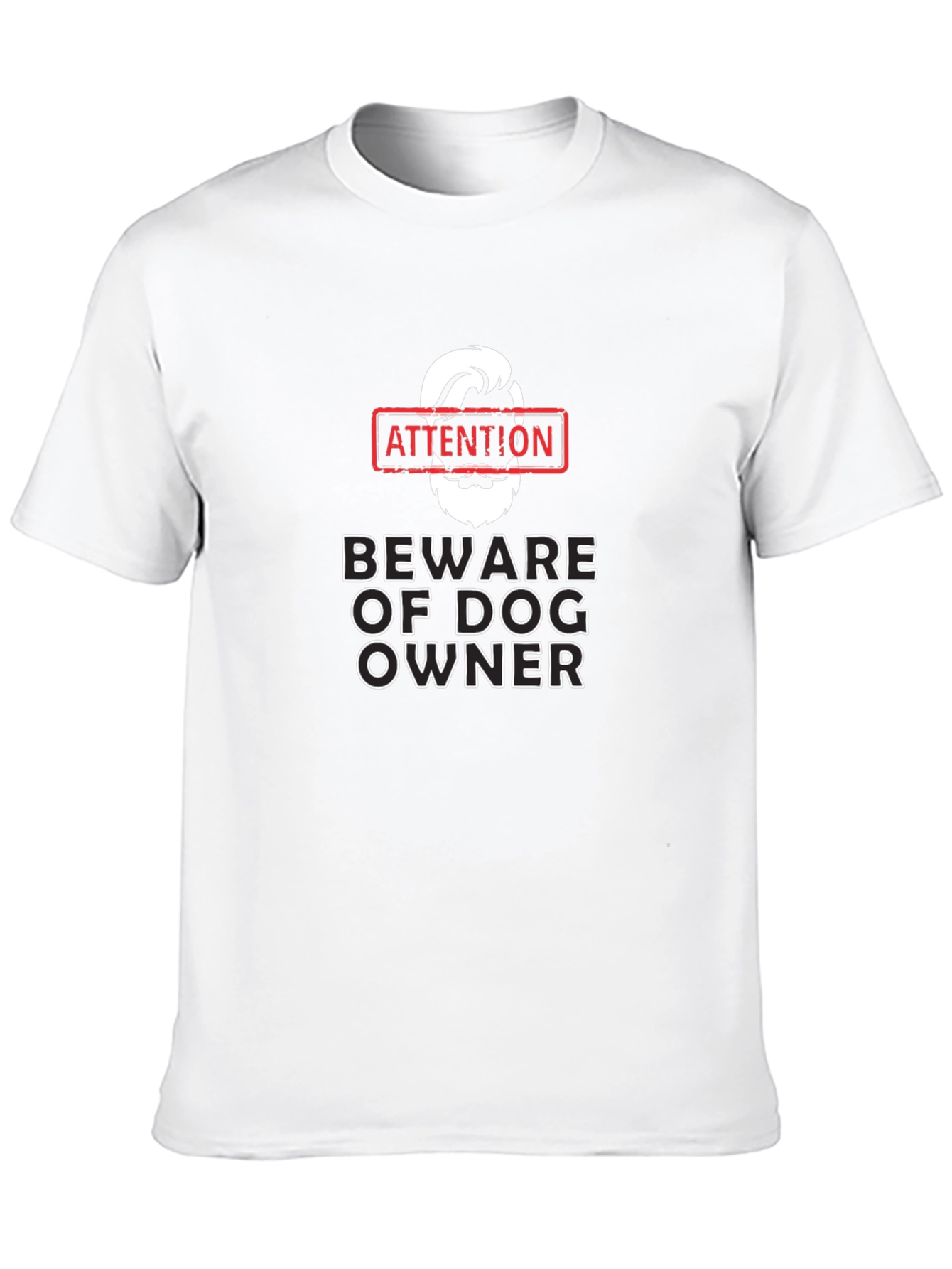 Black Attention Beware of Dog Owner Graphic Tee view 10