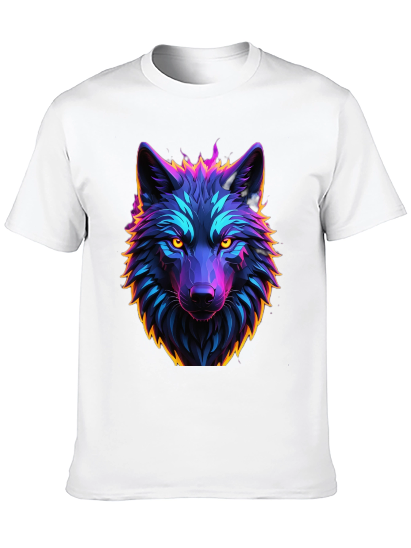Black Neon Wolf Graphic Tee - Black Cotton view 10