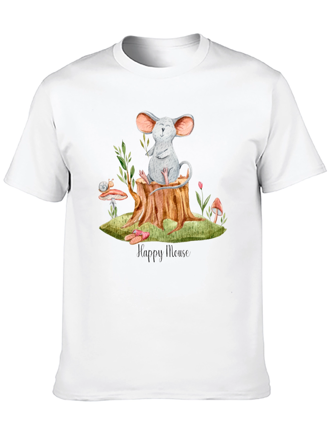 Black Happy Mouse Graphic Tee - Black Cotton T-Shirt view 10