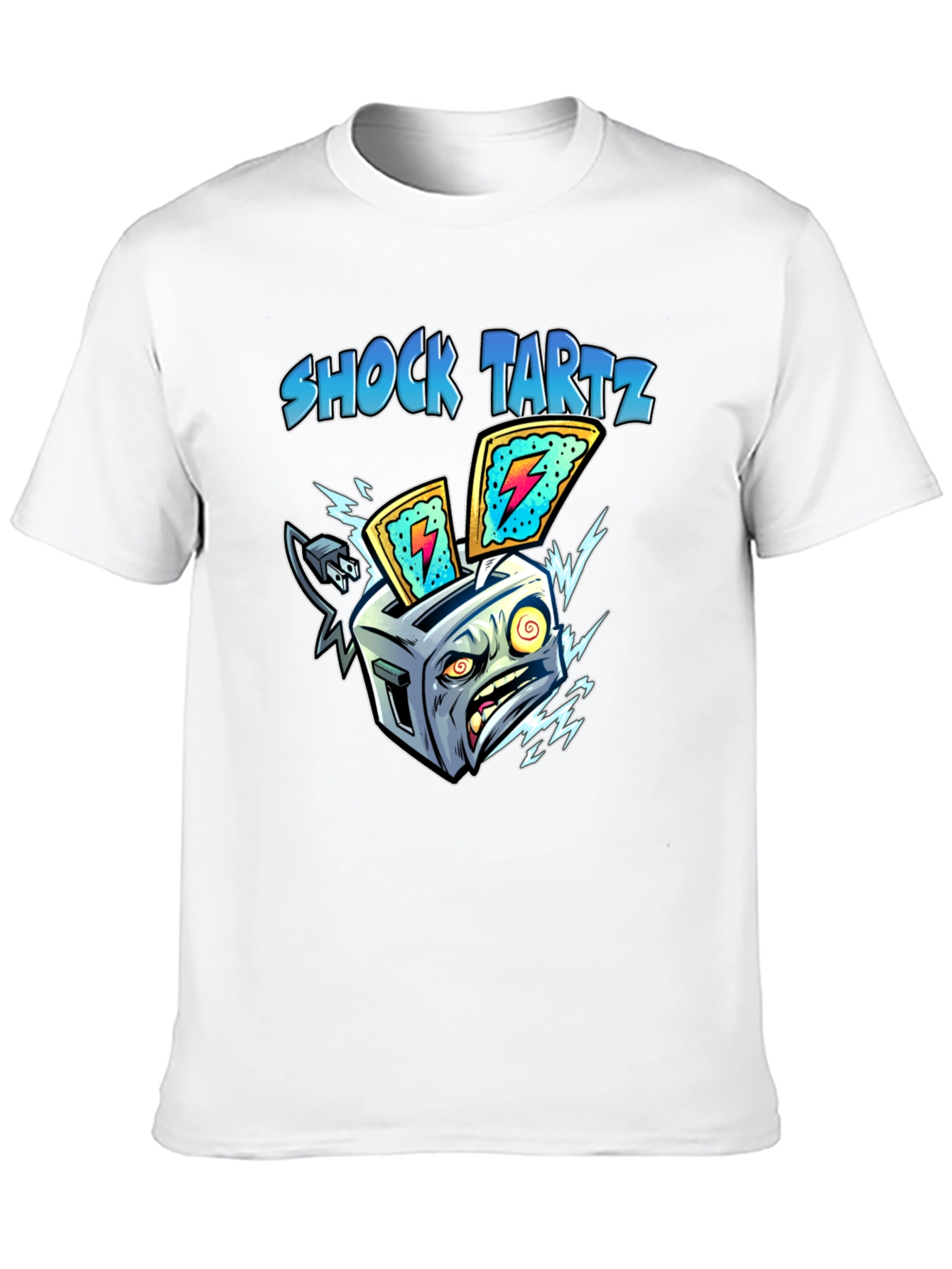 Black Shock Tartz Graphic T-Shirt - Electrifying Toaster Design view 10