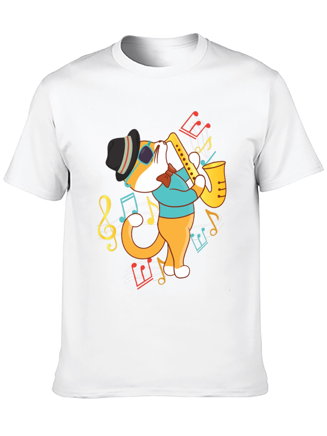 Black Cool Cat Saxophone Graphic T-Shirt view 10