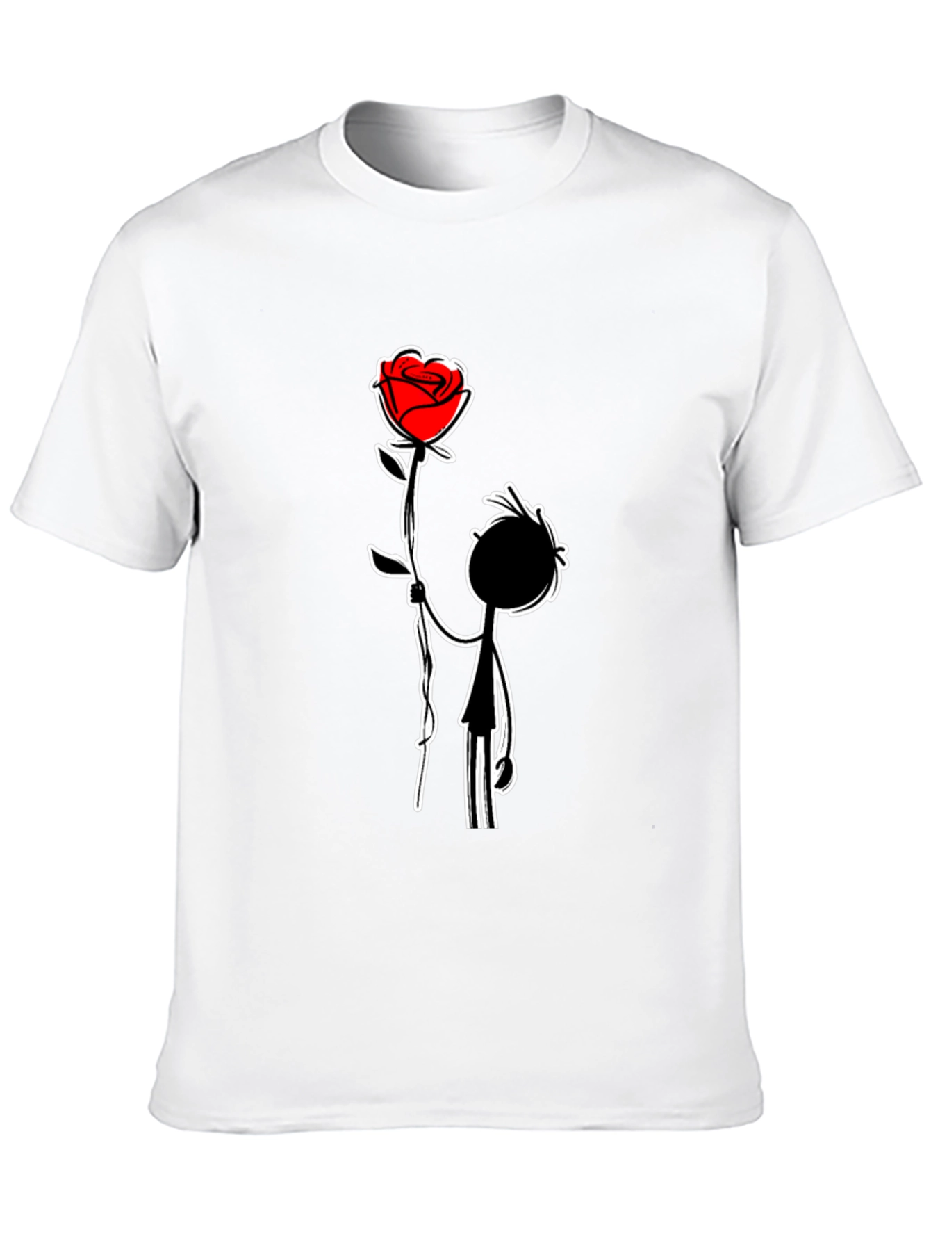 Black Romantic Rose Graphic Tee - Men's Black T-Shirt view 10