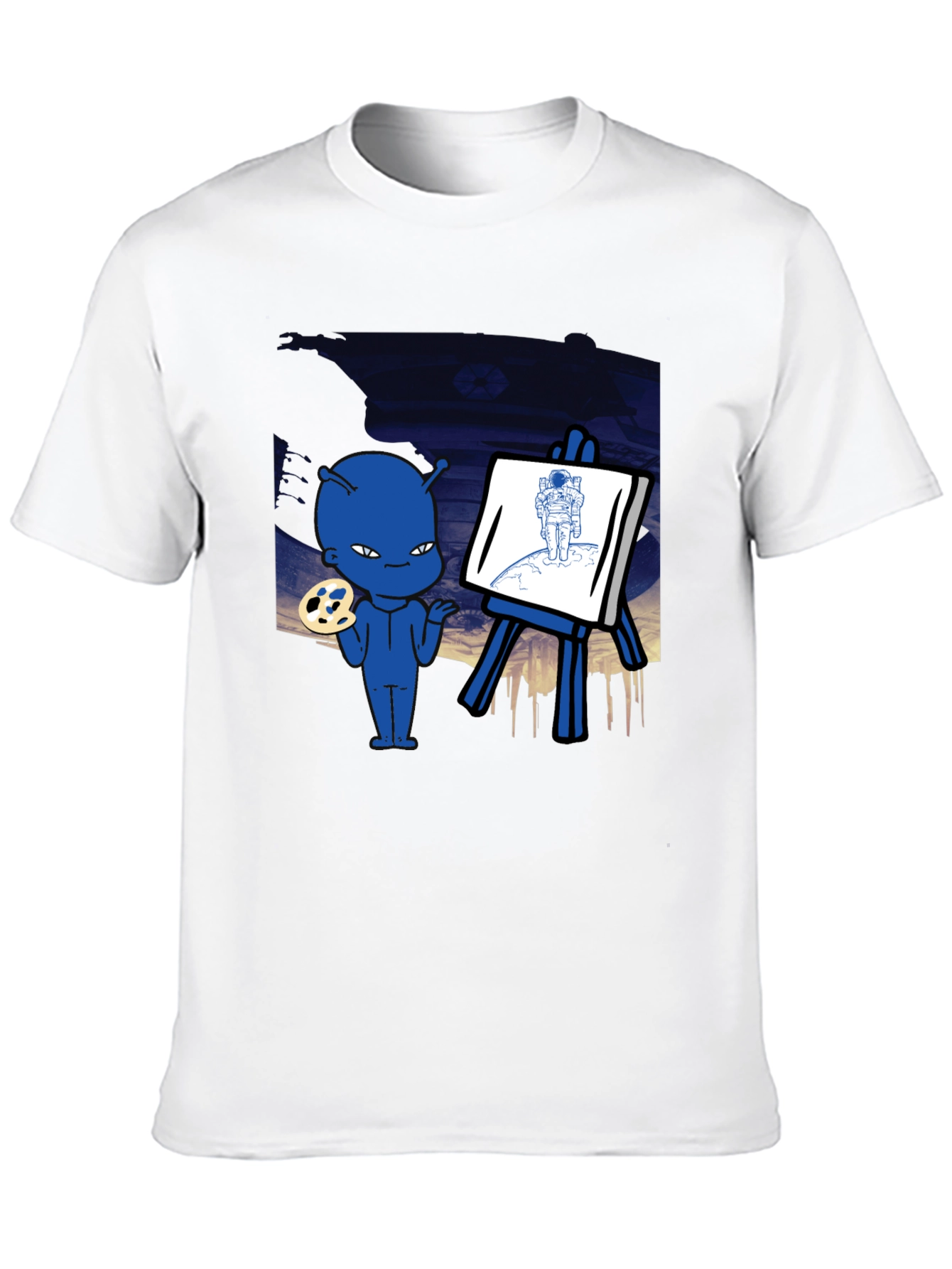 Black Alien Artist Graphic T-Shirt - Men's Black Crew Neck Tee view 10