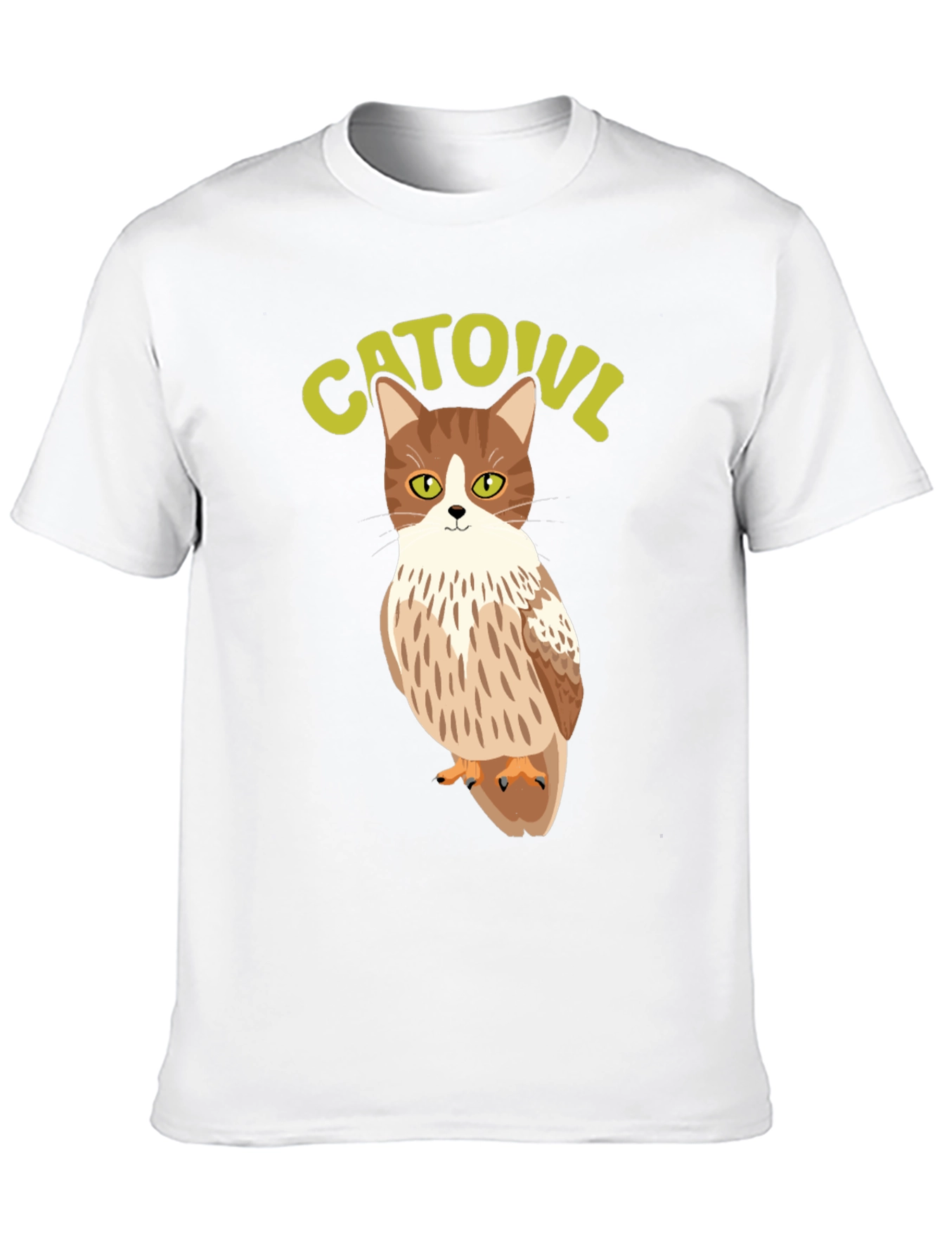 Black CATOUL T-Shirt - Cat Owl Hybrid Graphic Tee view 10