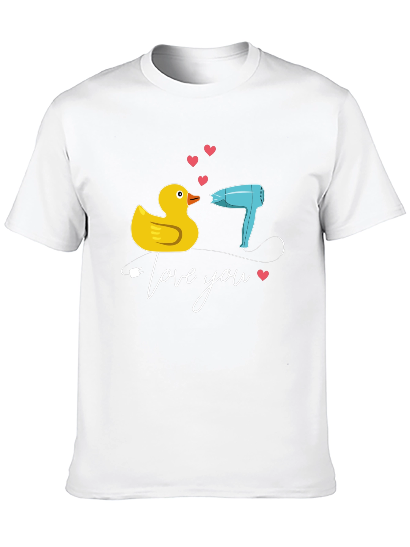 Black Duck & Hair Dryer 'Love You' Black T-Shirt view 10