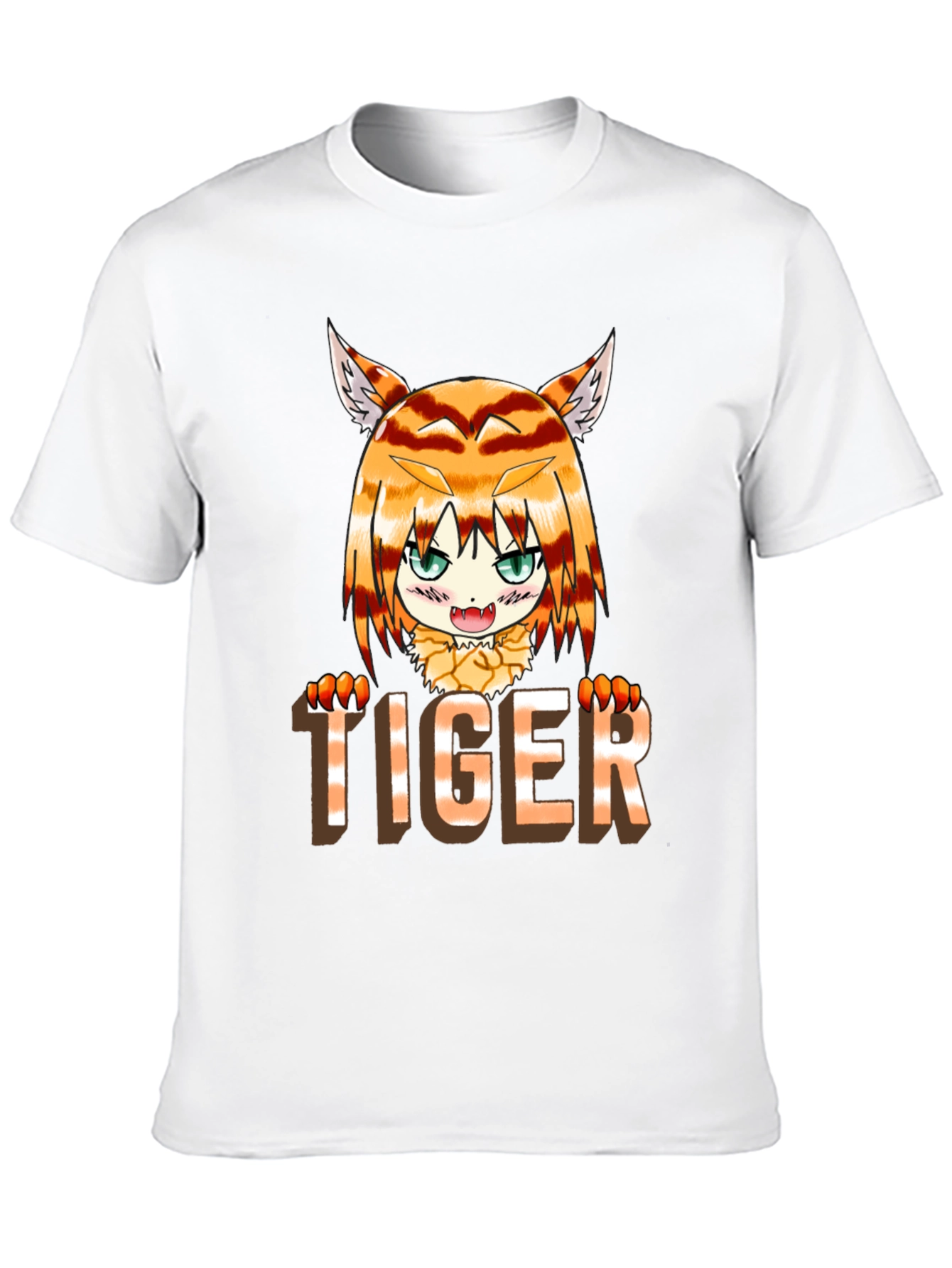 Black Anime Tiger Graphic Tee - Fun Casual Wear view 10