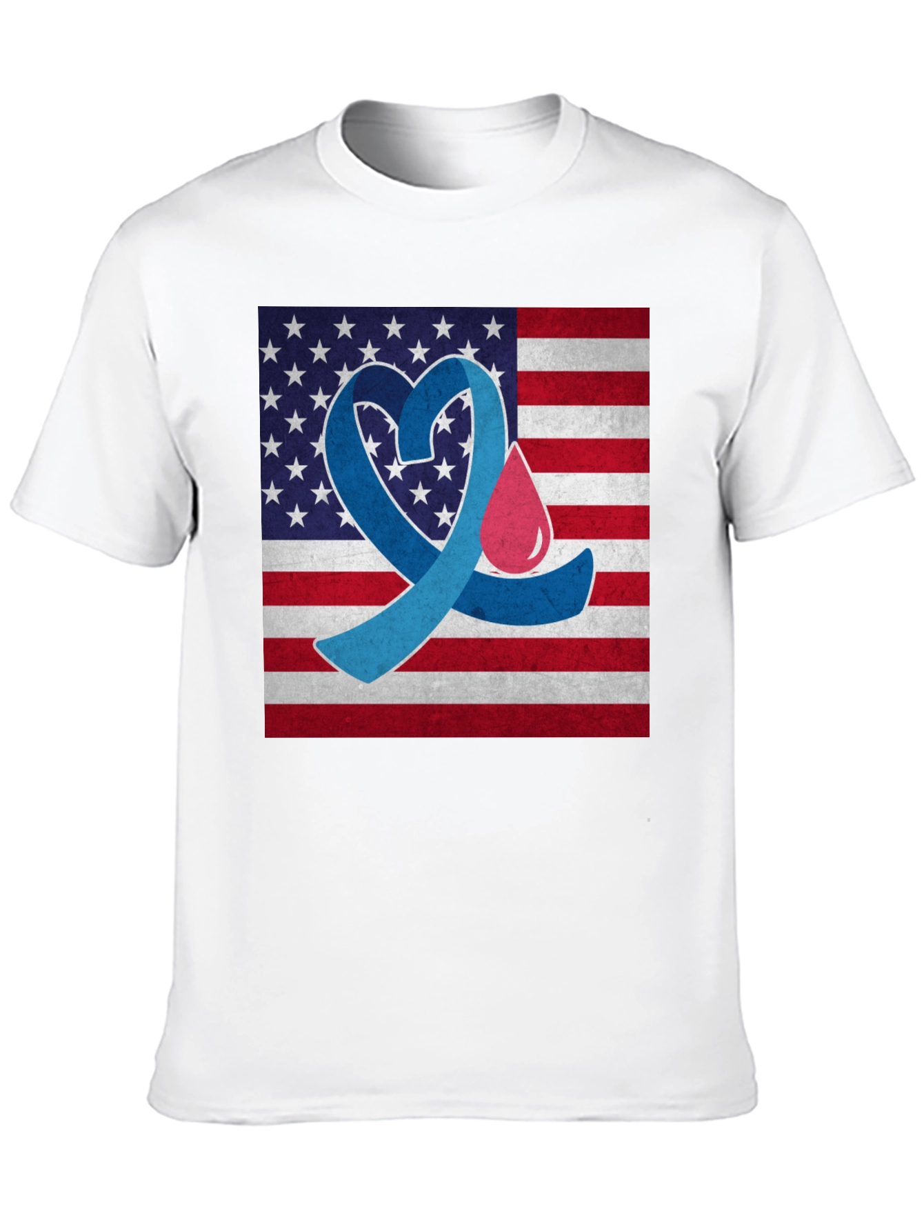 Black Diabetes Awareness USA Flag Heart T-Shirt view 10