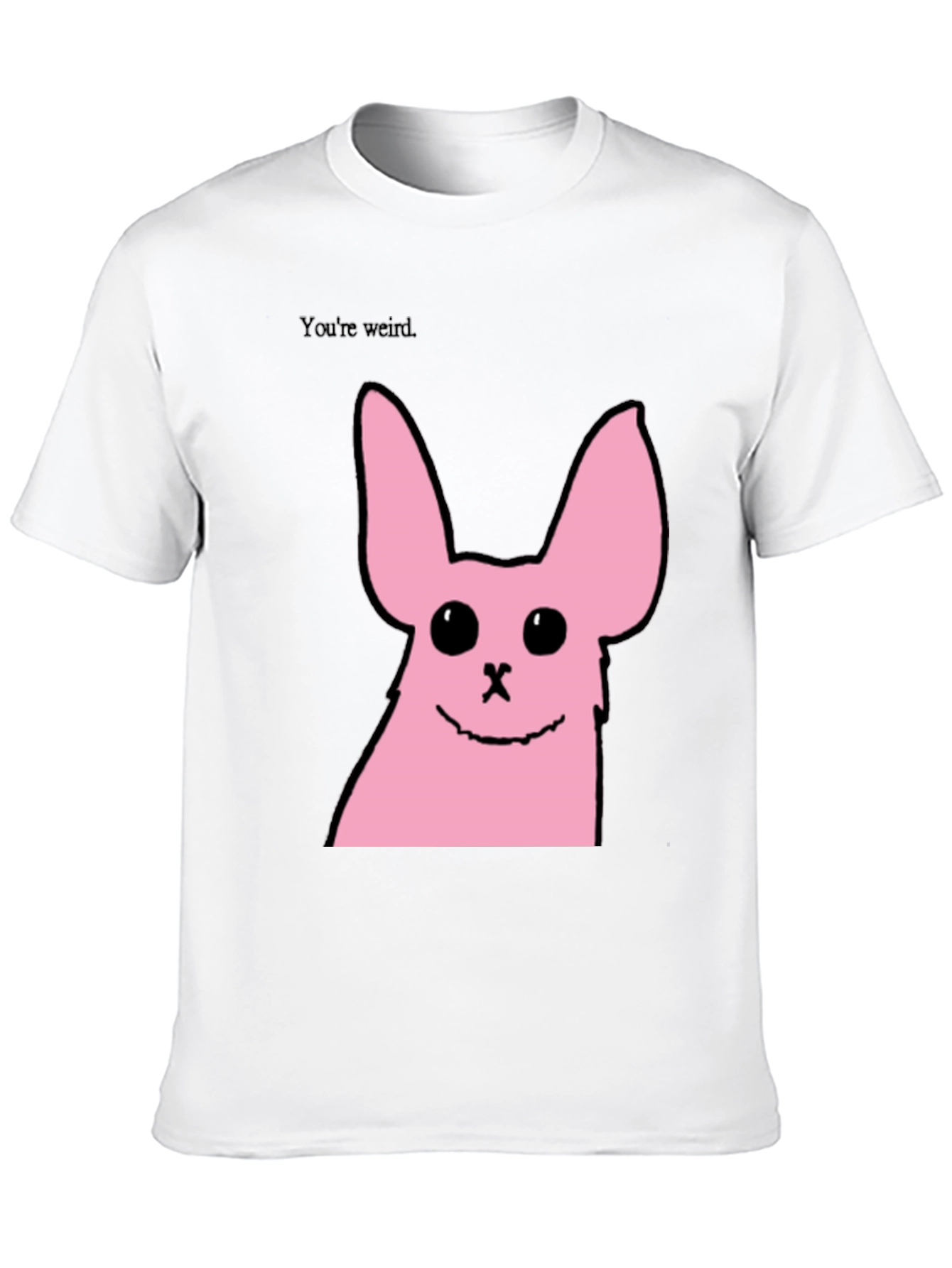 Black Funny Pink Bunny Graphic Tee - You're Weird view 10
