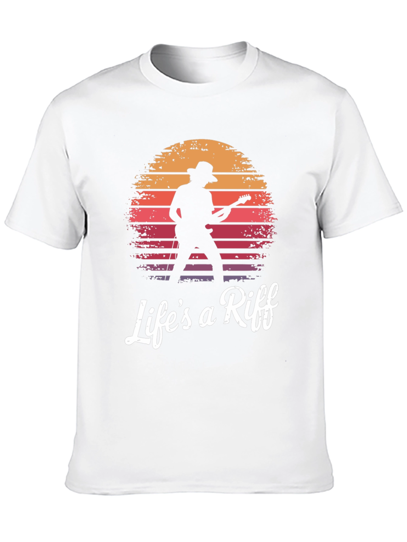 Black Life's a Riff Guitarist Sunset Graphic T-Shirt view 10