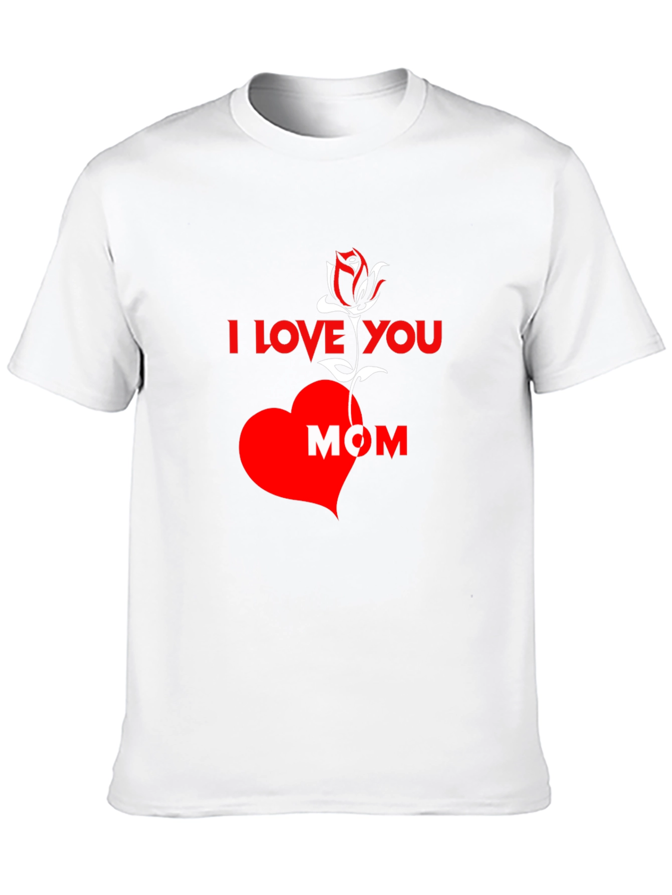 Black I Love You Mom T-Shirt - Rose Heart Design view 10