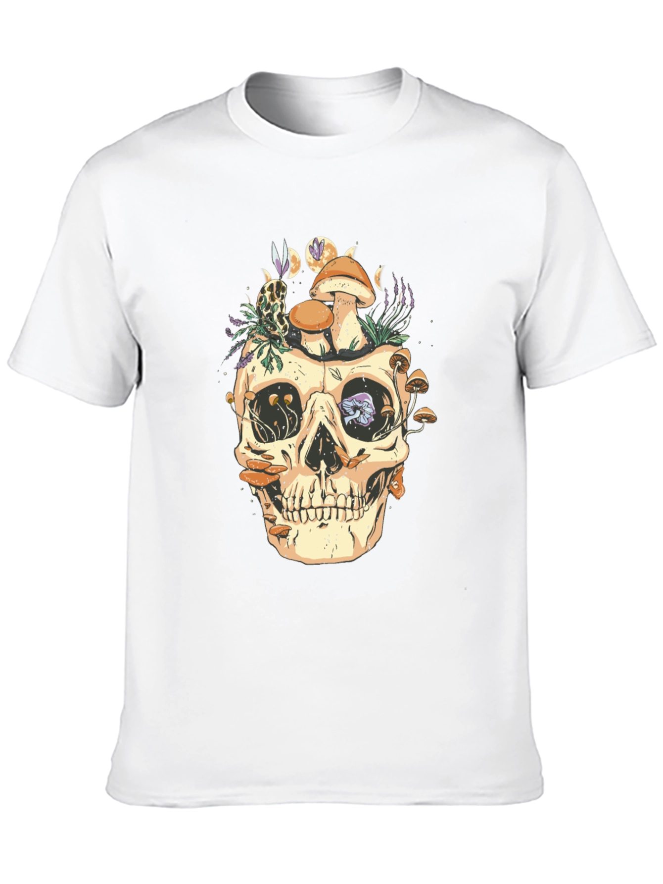 Black Skull & Mushroom Graphic Tee - Unique Design view 10