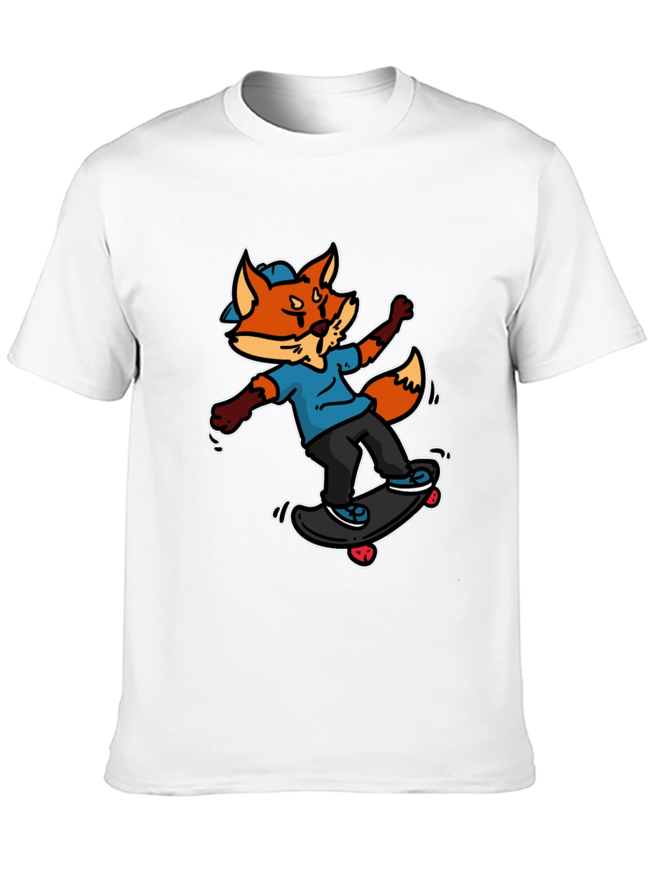 Black Skateboarding Fox Graphic Tee - Cool Cartoon Design view 10