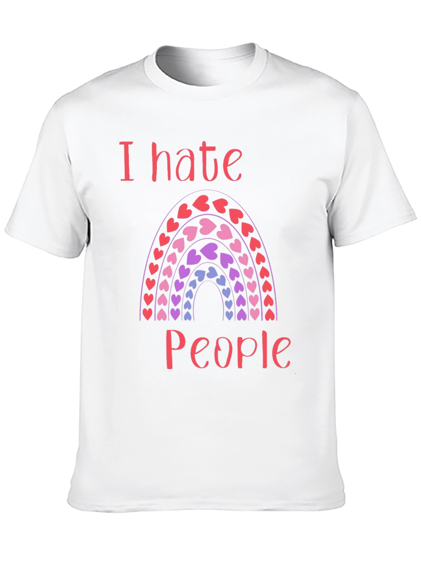 Black I Hate People Rainbow Heart T-Shirt view 10