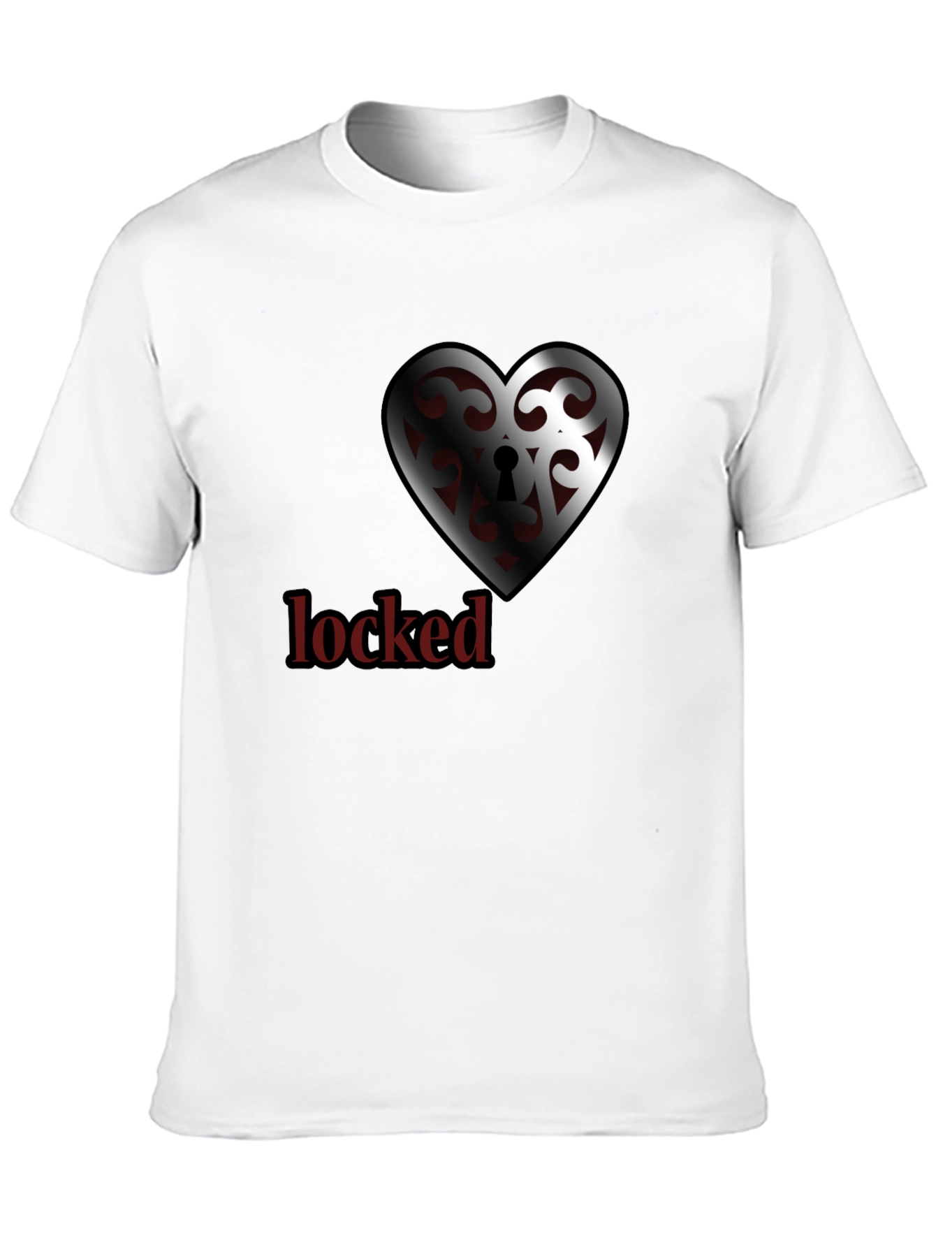 Black Locked Heart Graphic Tee - Stylish Crew Neck view 10