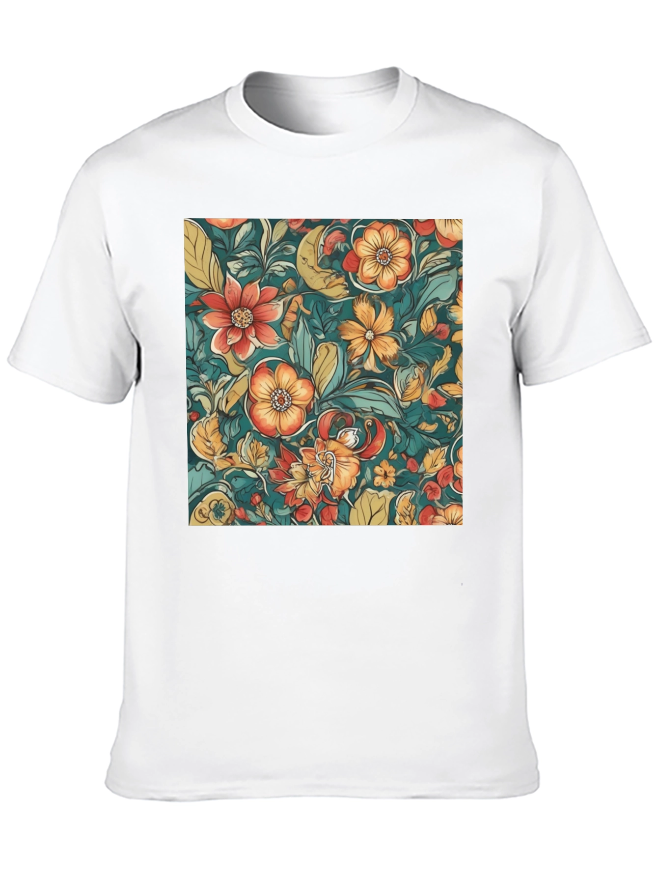 Black Floral Pattern Black T-Shirt view 10