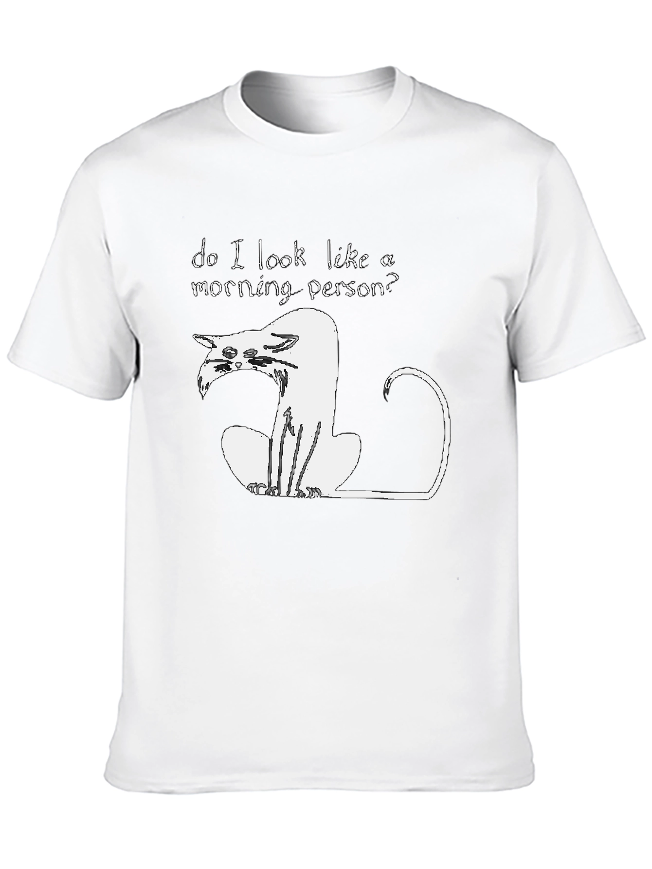 Black Funny "Not a Morning Person" Cat Graphic T-Shirt view 10