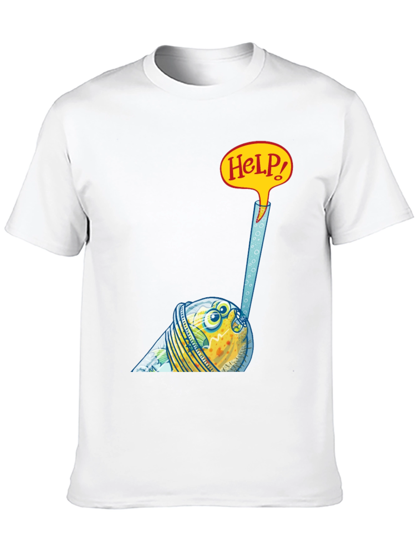 Black Funny Fish in a Glass T-Shirt - Help! view 10