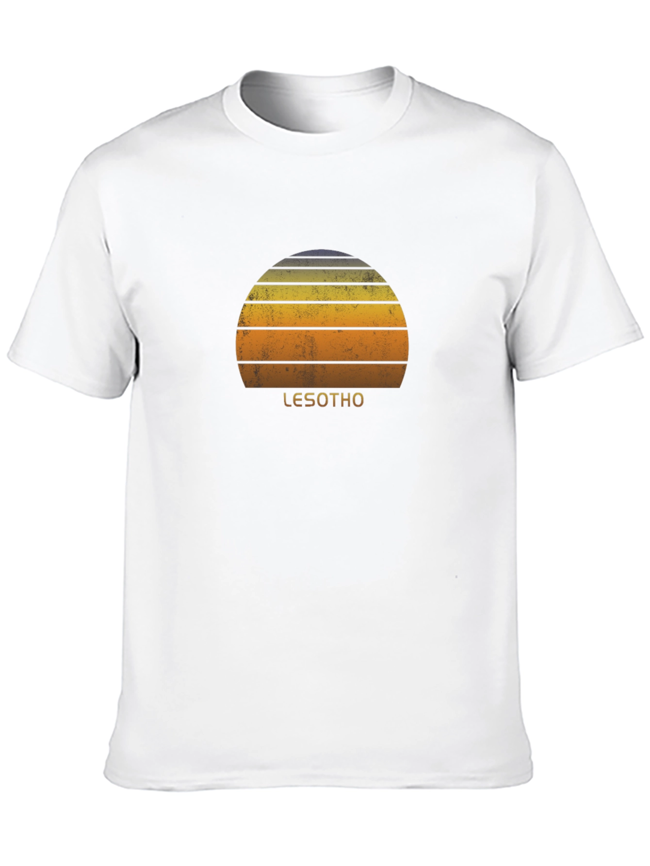 Retro Lesotho Sunset Graphic Tee - Unisex Black T-Shirt - 10