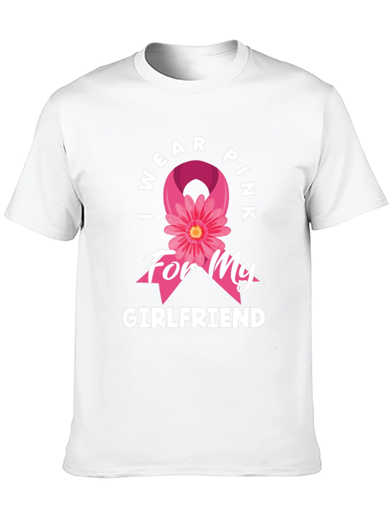 Black I Wear Pink for My Girlfriend Breast Cancer Awareness T-Shirt view 10
