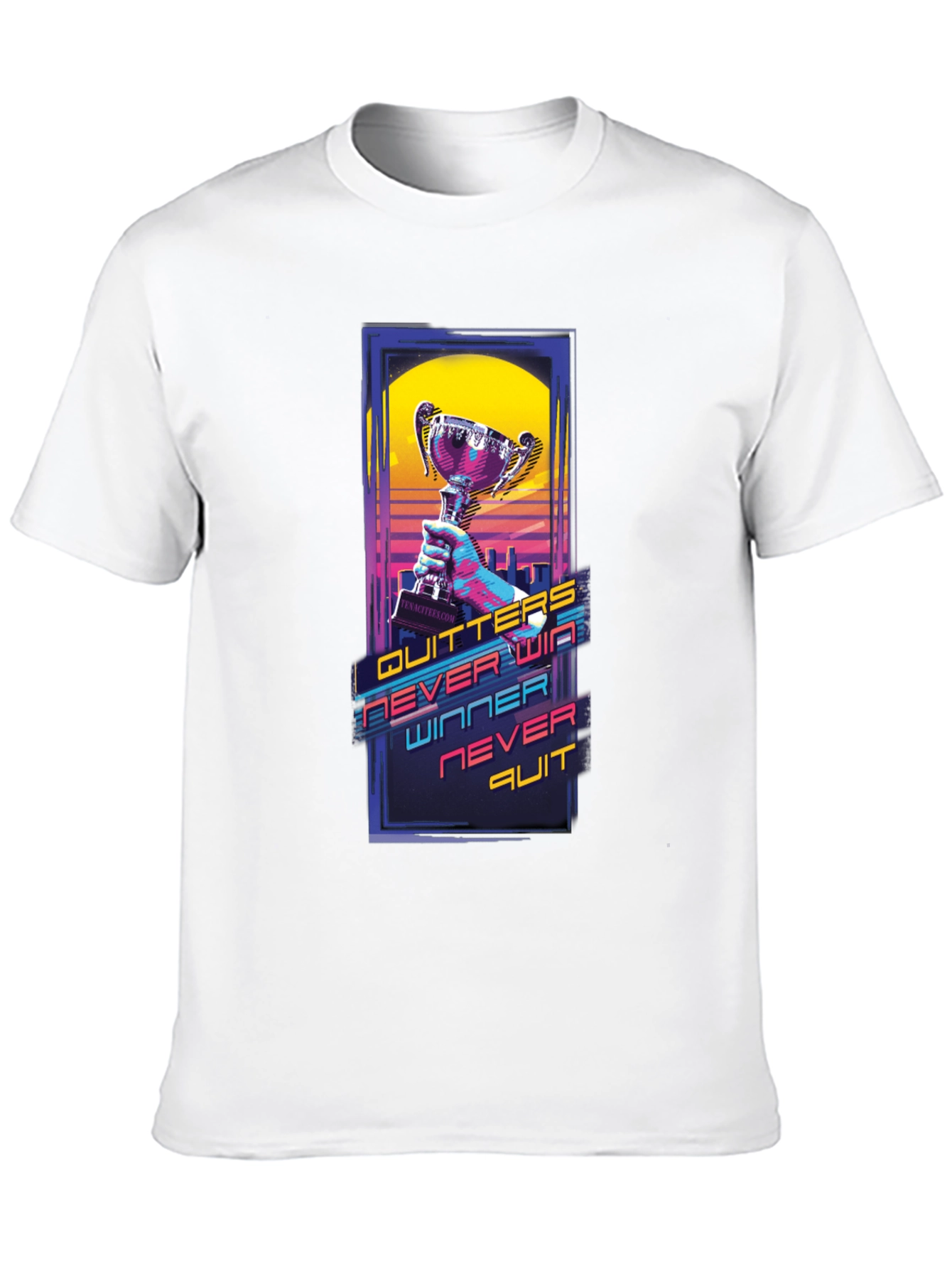 Black Winners Never Quit Graphic Tee view 10