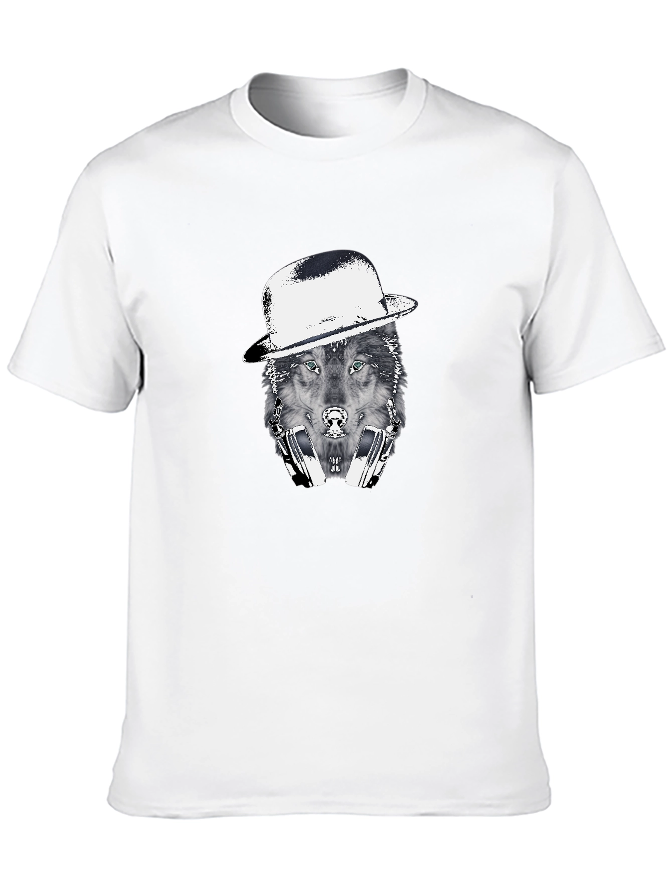 Black Wolf in Hat Graphic T-Shirt view 10