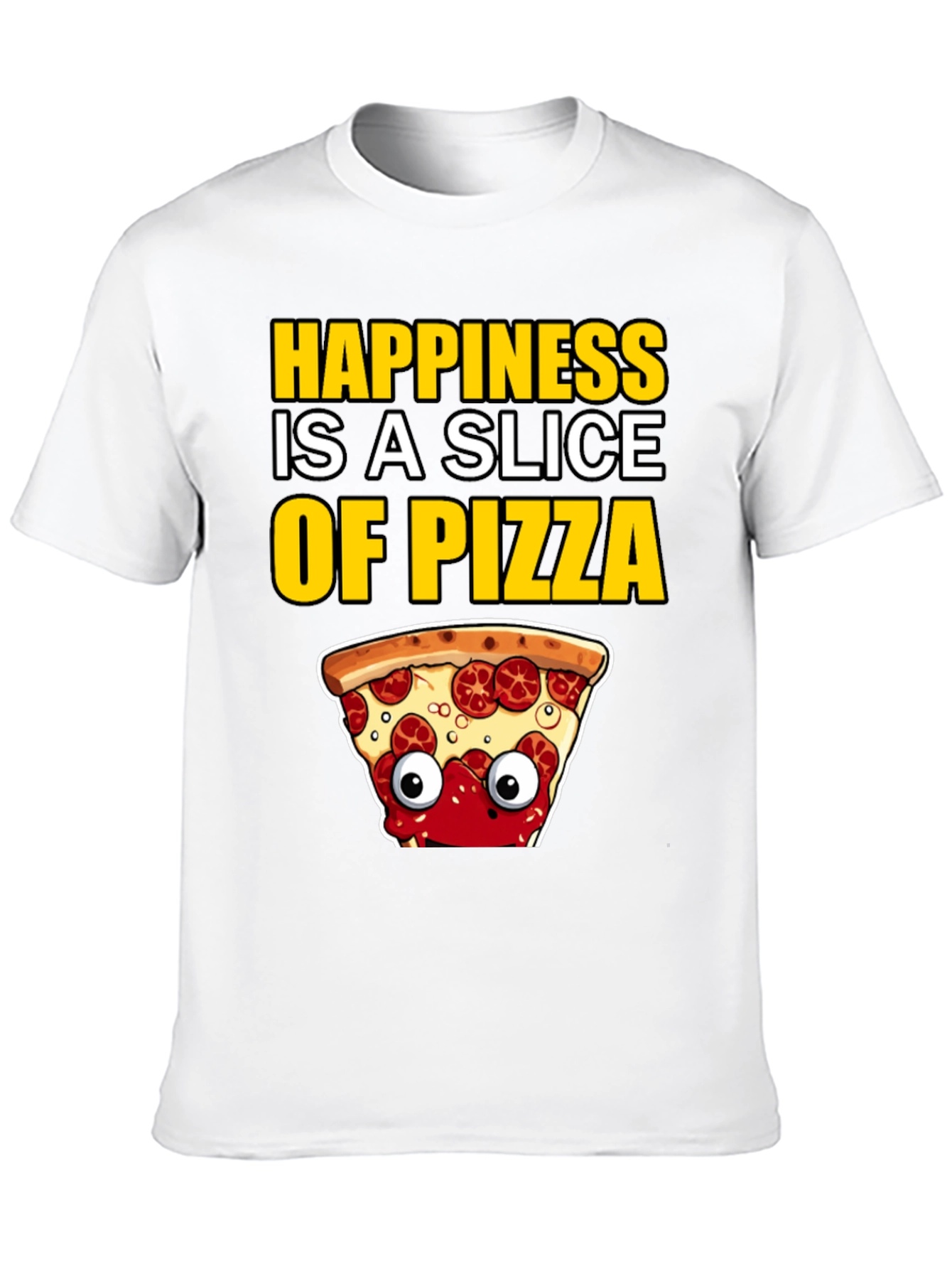 Black Happiness Pizza Slice T-Shirt view 10
