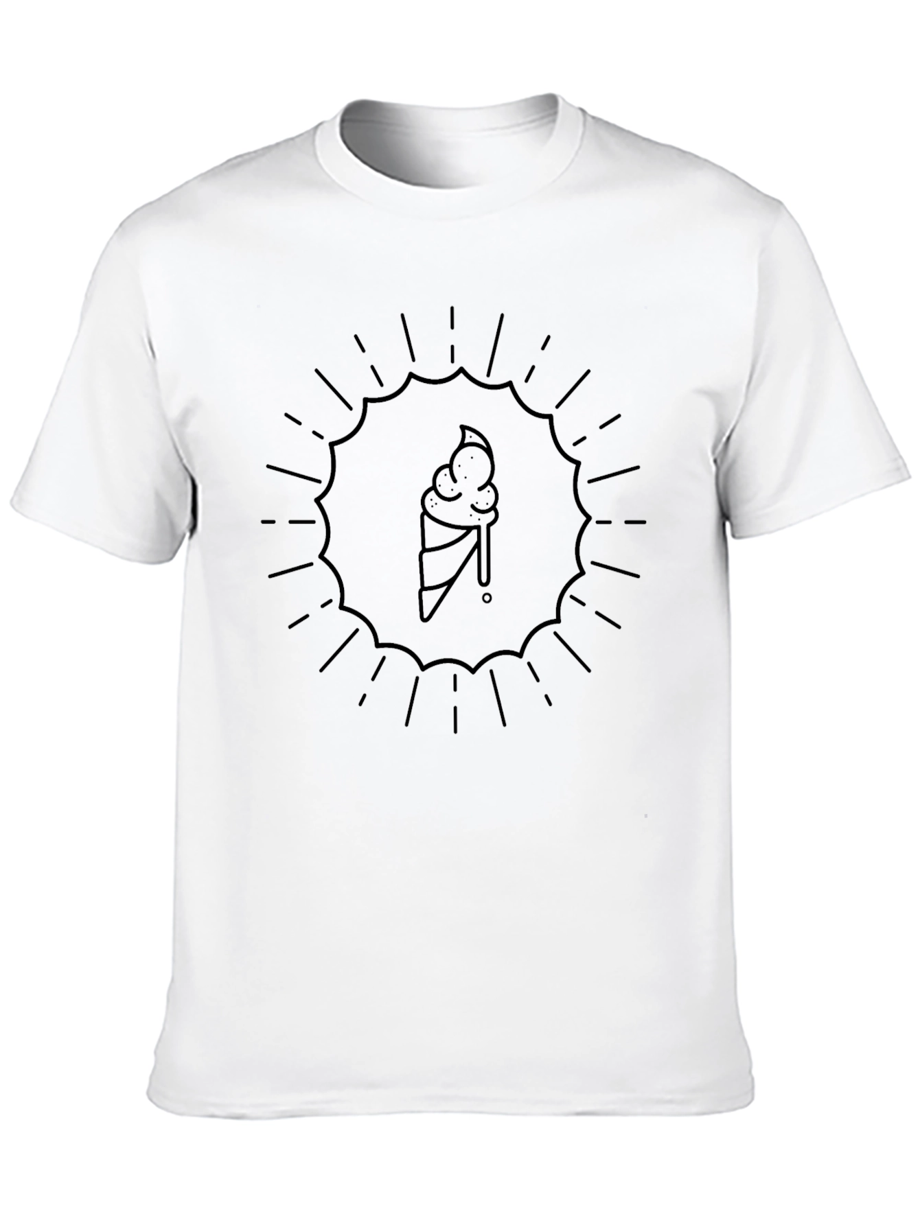 Black Men's Black Graphic Tee - Ice Cream Cone Design view 10