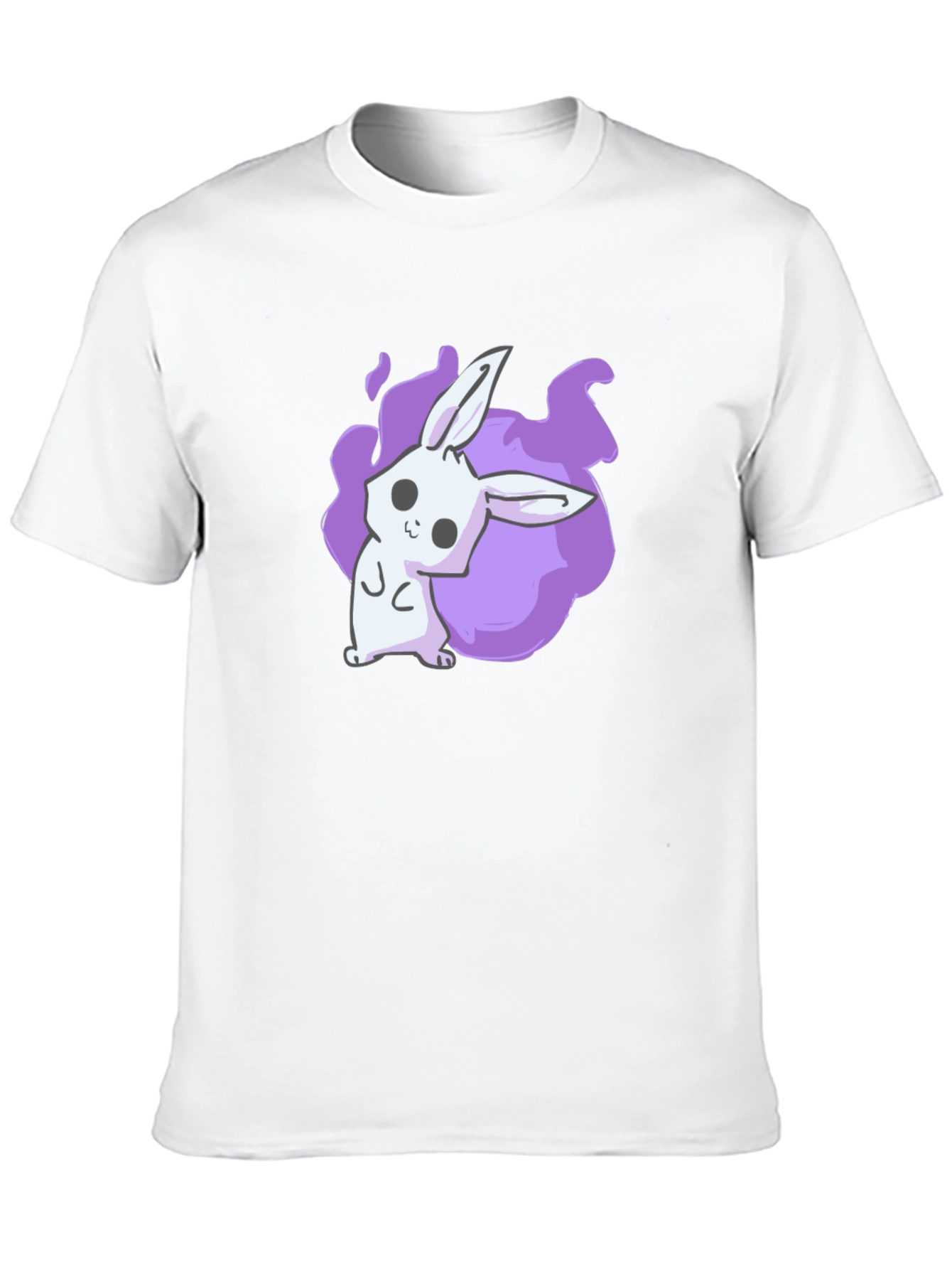Black Cute Anime Bunny Graphic Black T-Shirt view 10