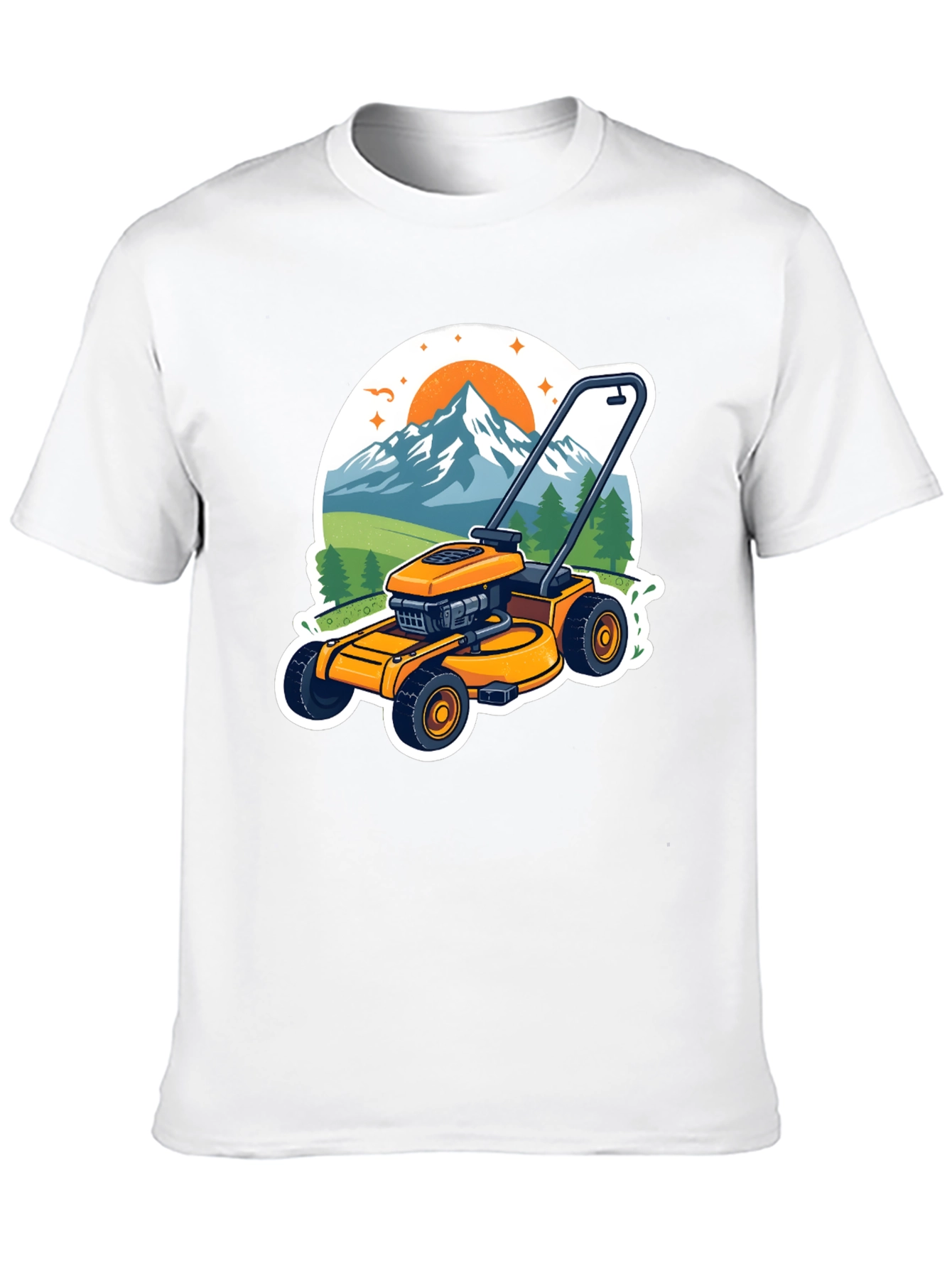 Black Lawnmower Landscape Graphic Tee view 10
