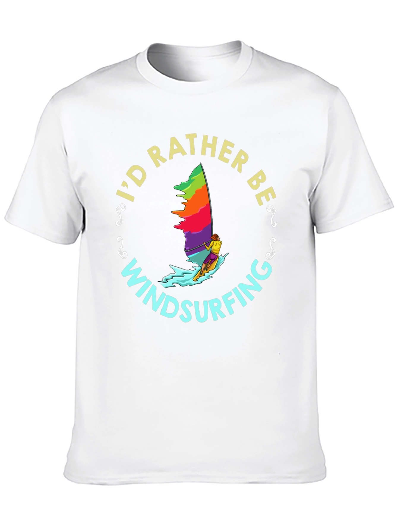 Black Windsurfing T-Shirt - I'd Rather Be Windsurfing view 10