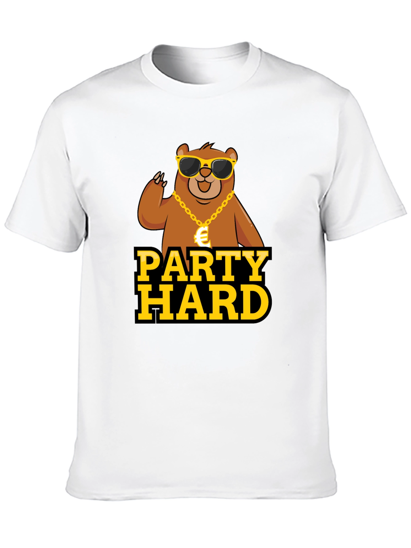 Black Party Hard Bear Graphic Tee - Black Cotton T-Shirt view 10
