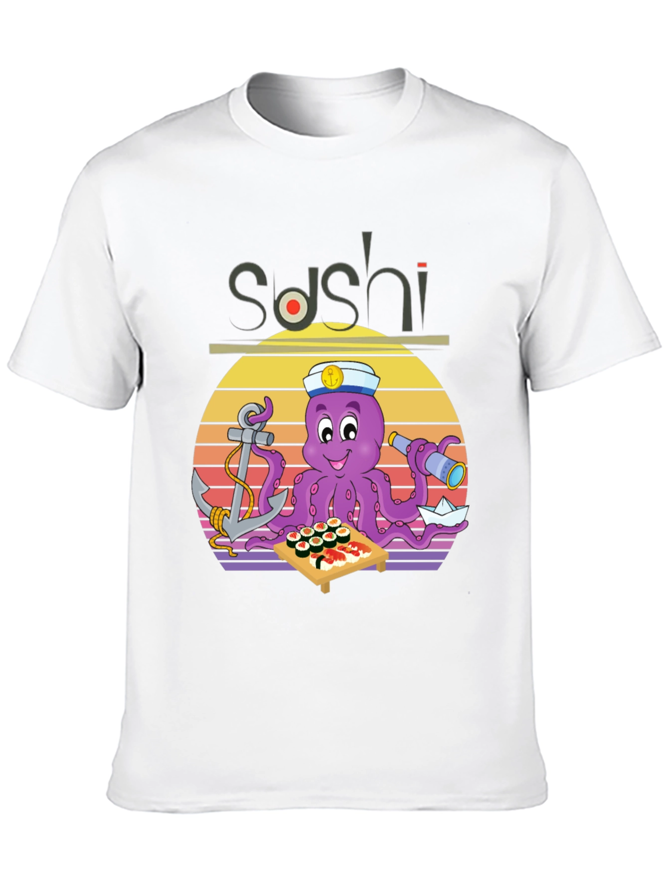 Black Sushi Octopus Graphic T-Shirt - Fun Nautical Design view 10