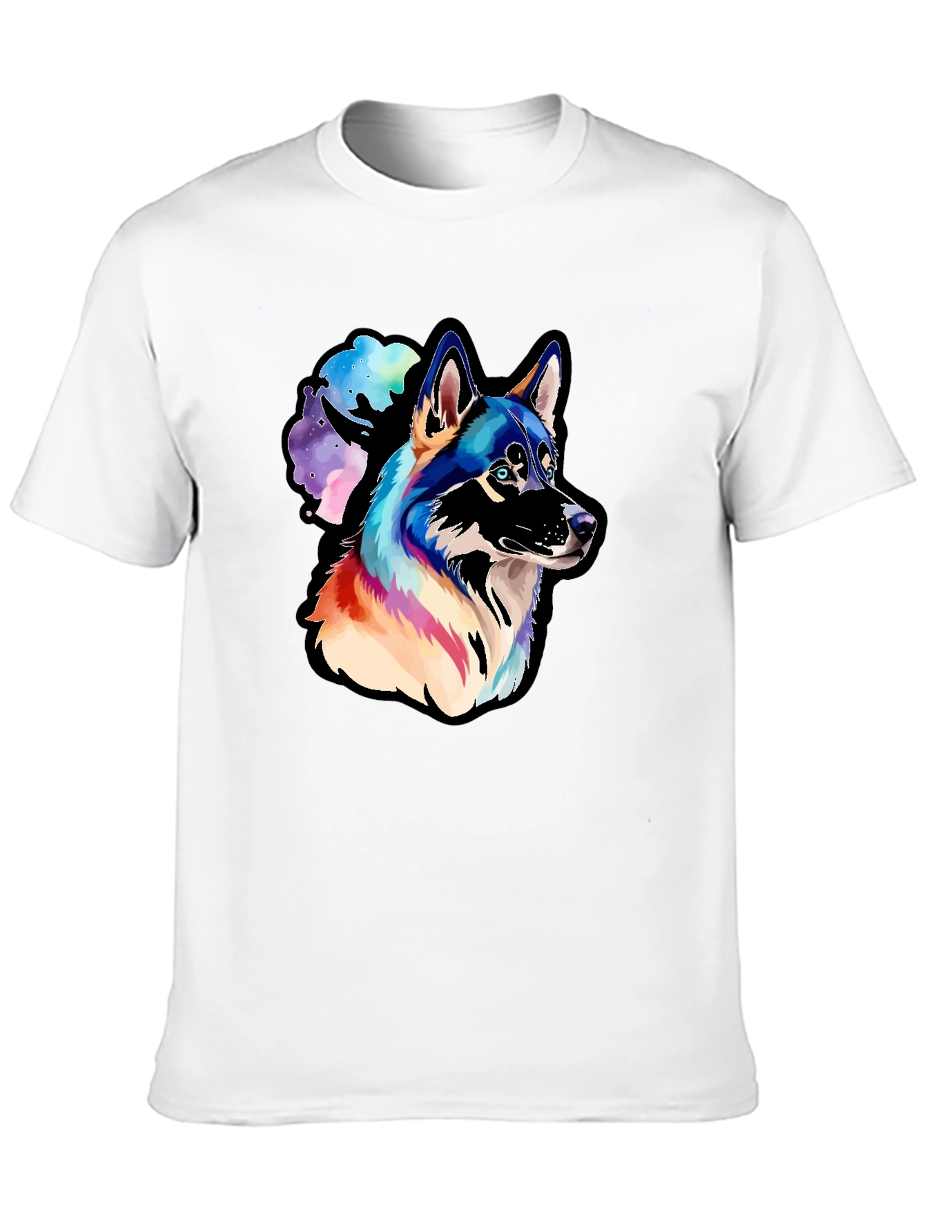 Black Husky Watercolor Men's Graphic T-Shirt view 10
