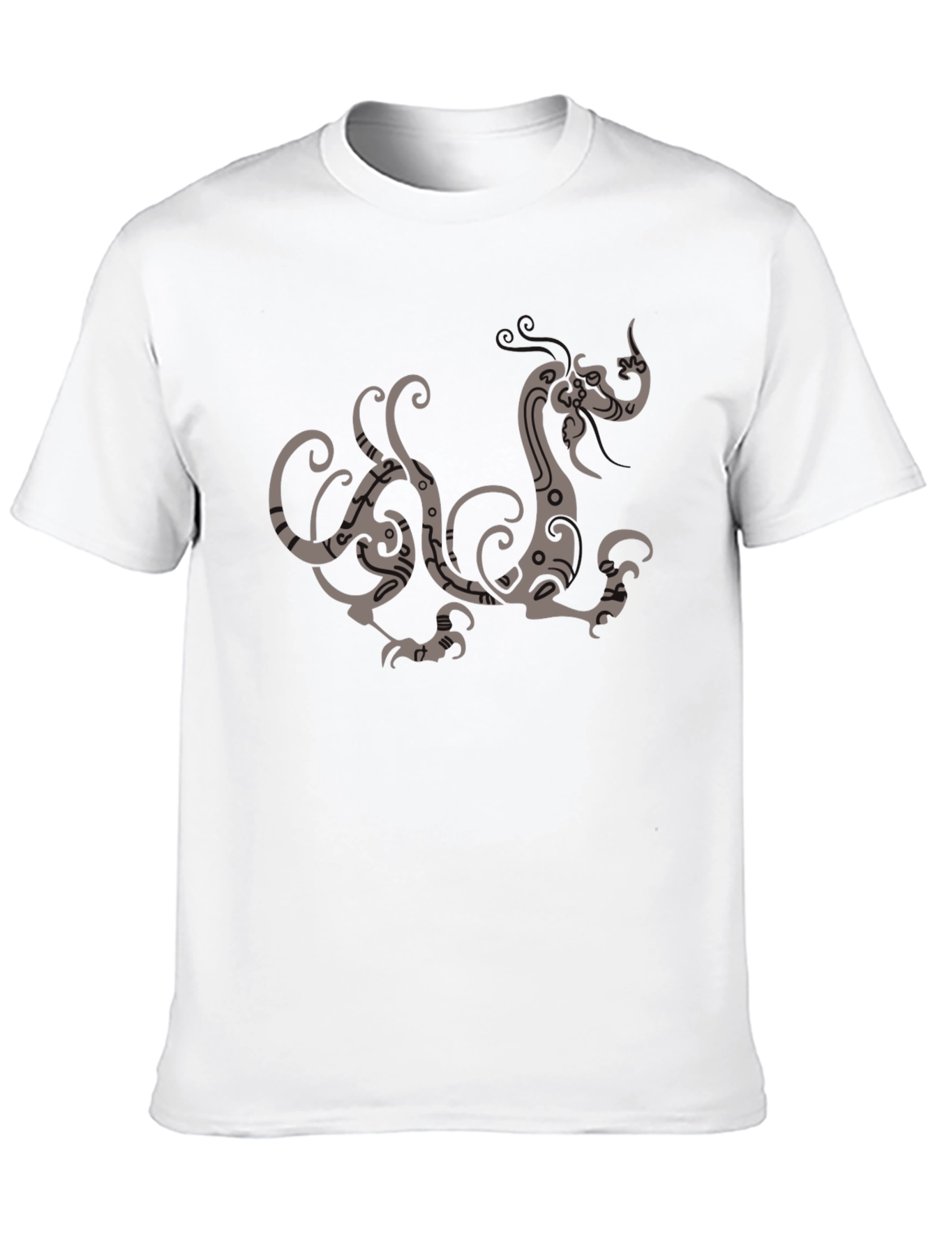 Black Tribal Dragon Graphic Tee - Black Cotton Casual Shirt view 10