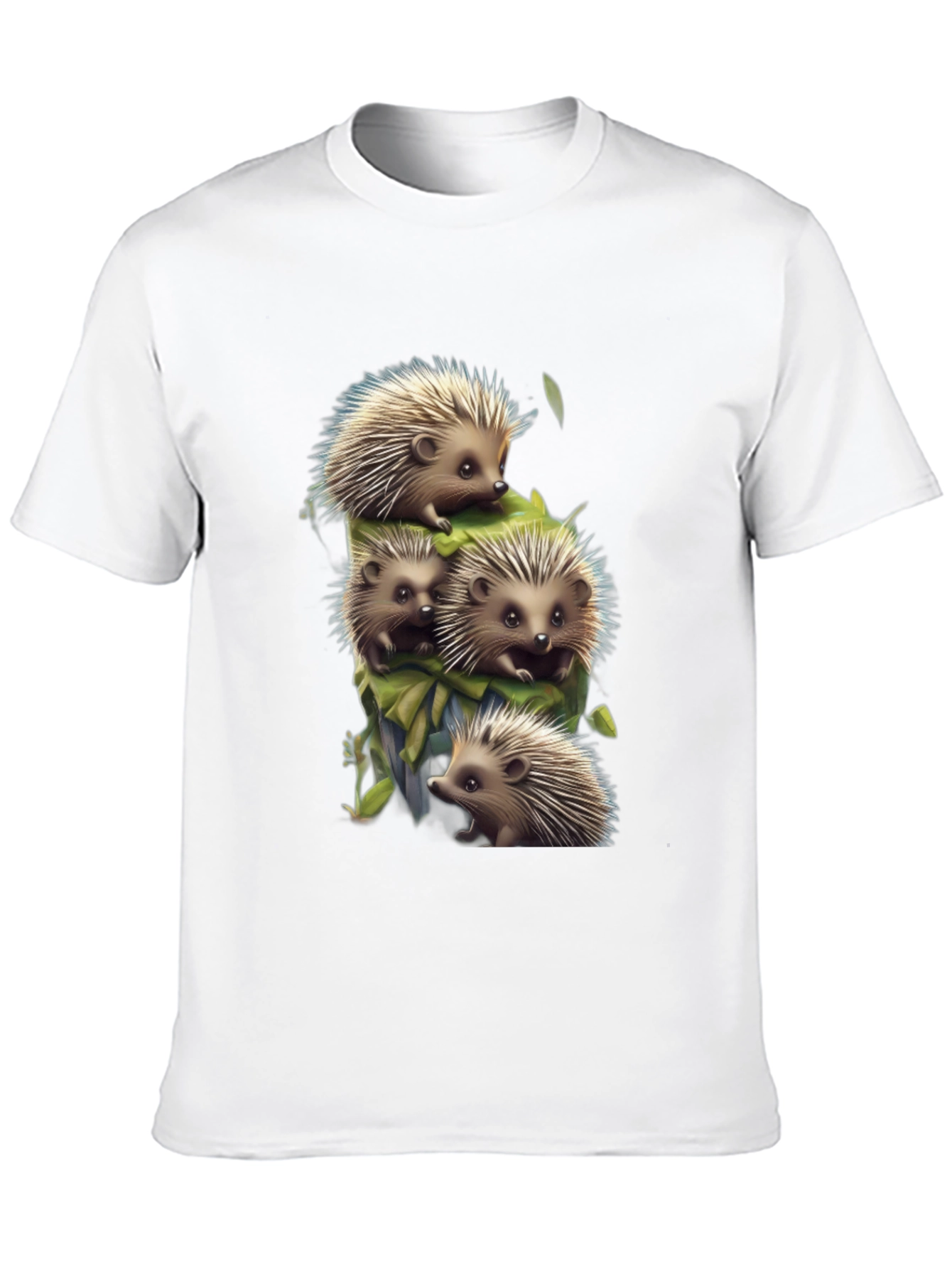 Black Cute Hedgehog Stack Graphic Tee - Black view 10