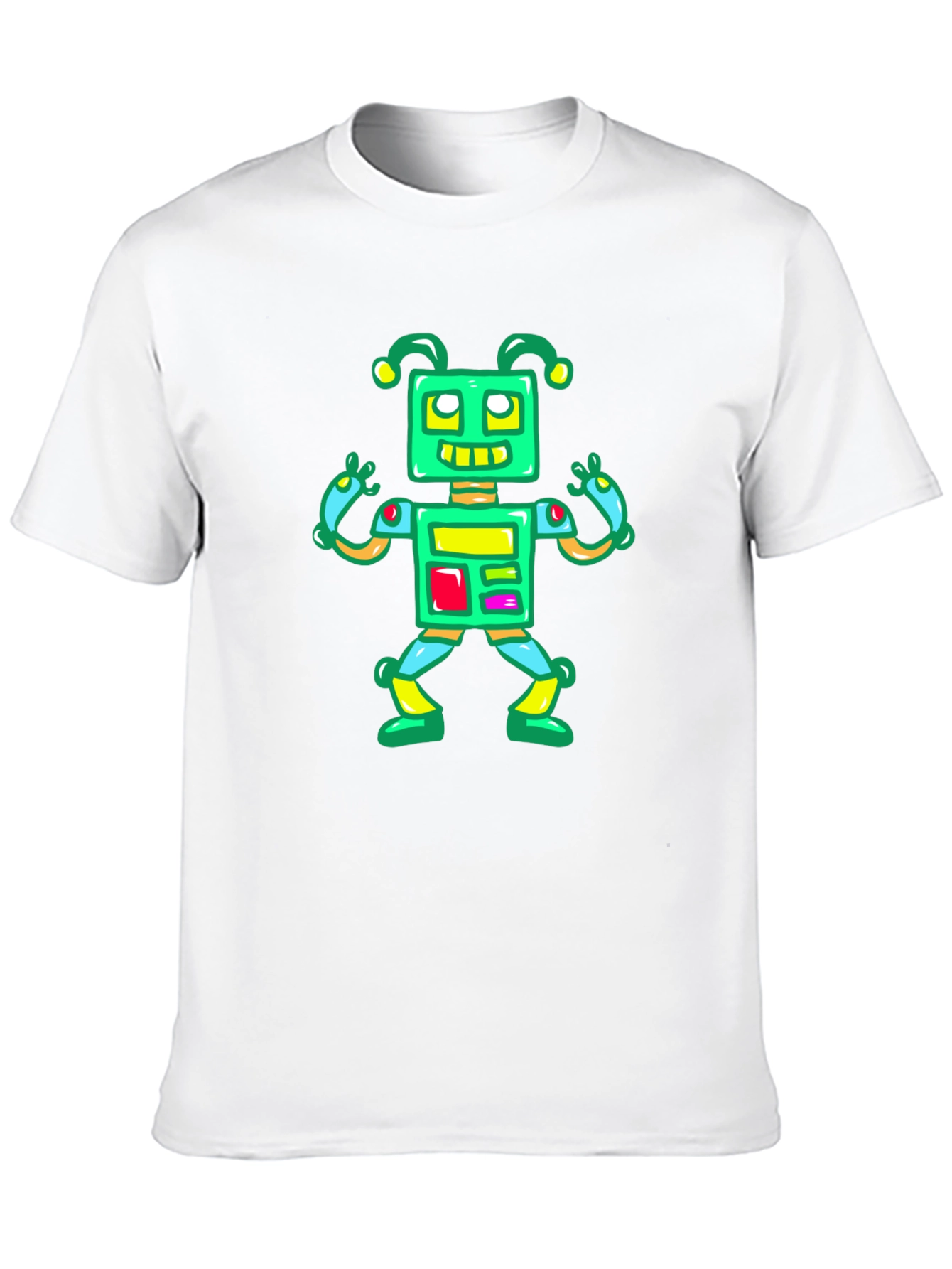 Black Fun Robot Graphic Tee - Black Cotton Casual Shirt view 10