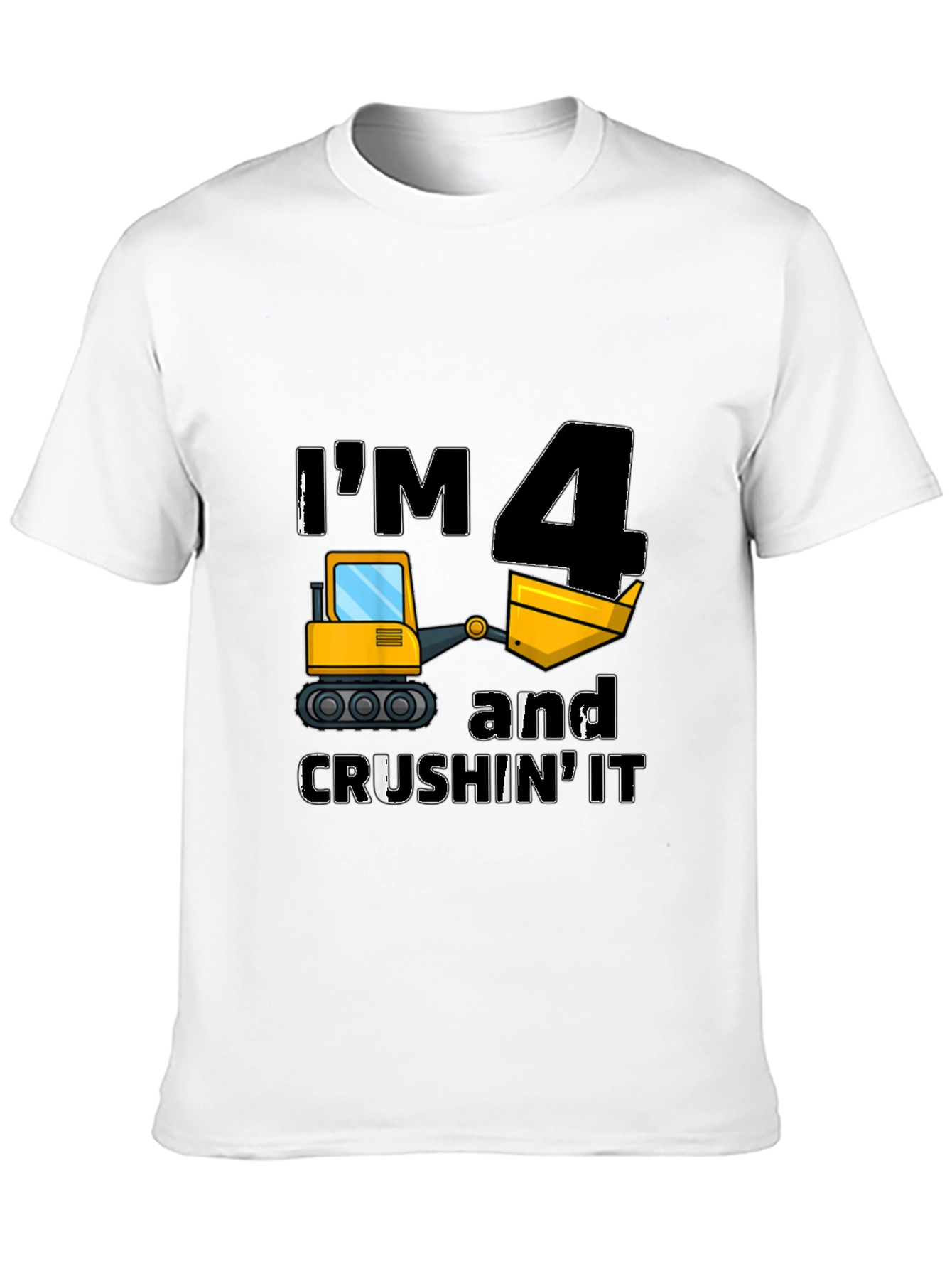 Black I'm 4 and Crushin' It Kids Birthday T-Shirt view 10