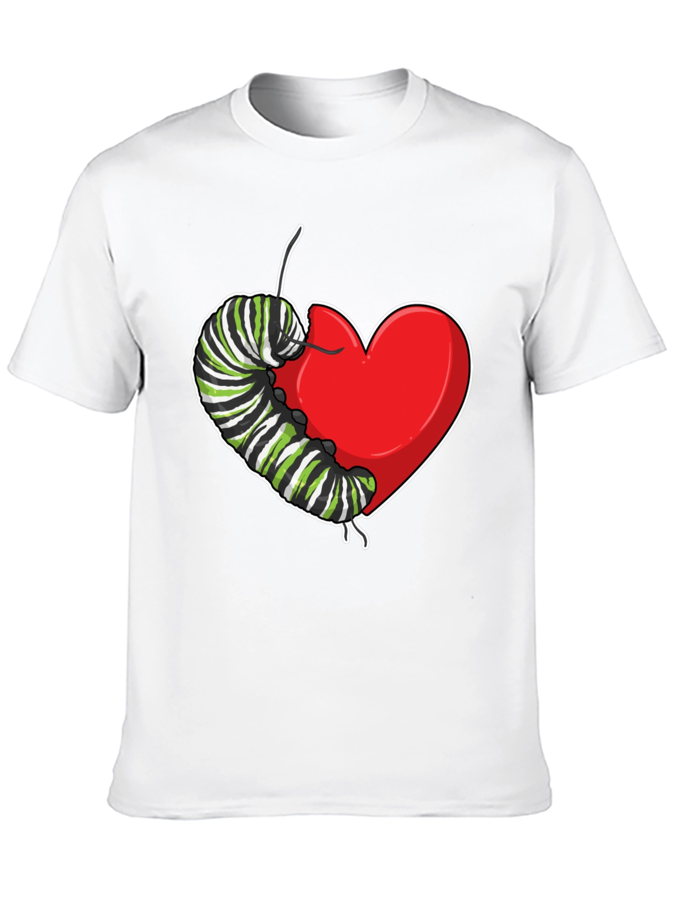 Black Caterpillar Heart Graphic T-Shirt - Soft Cotton view 10