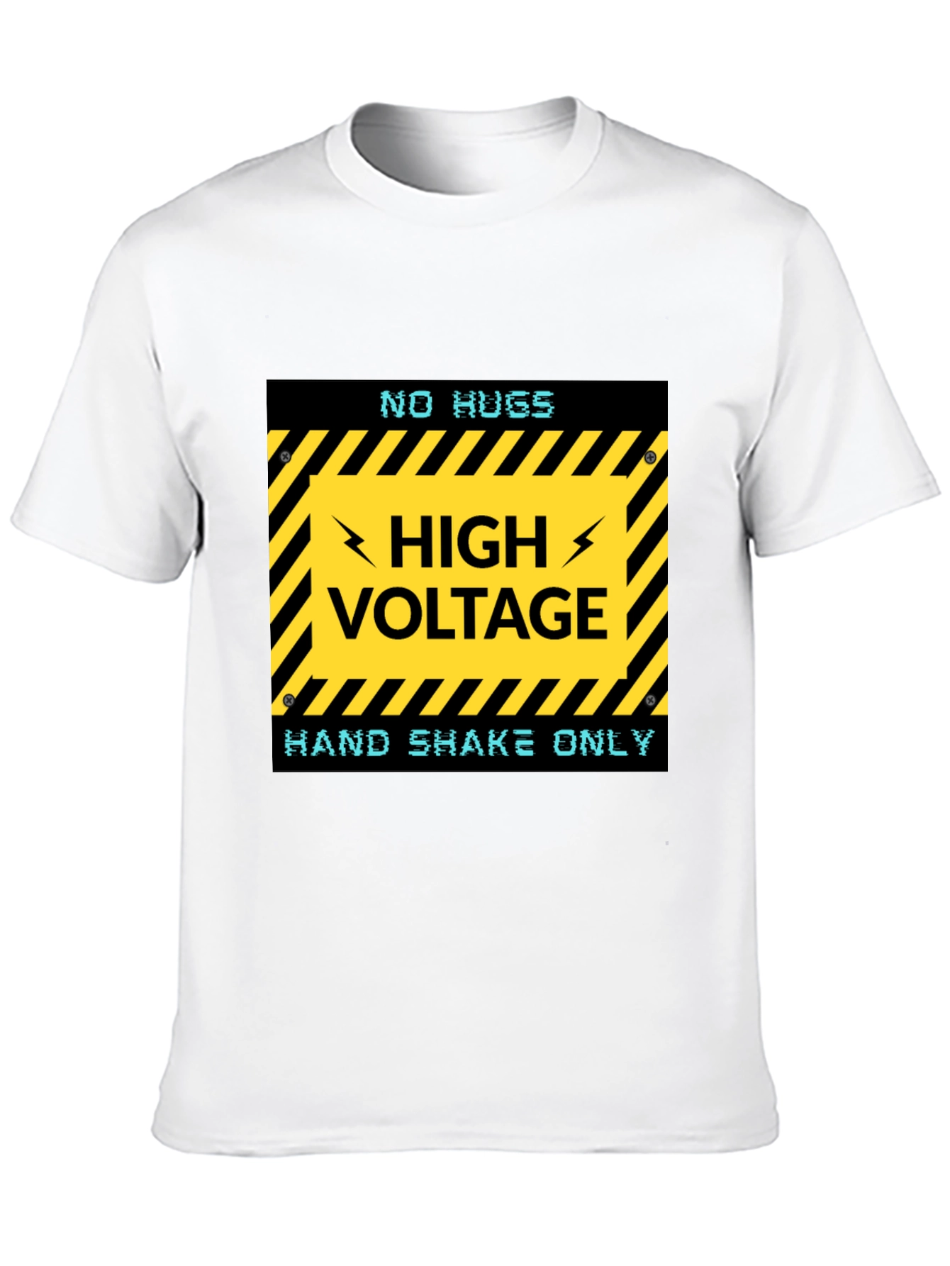 Black High Voltage Humor Tee - No Hugs, Handshakes Only! view 10