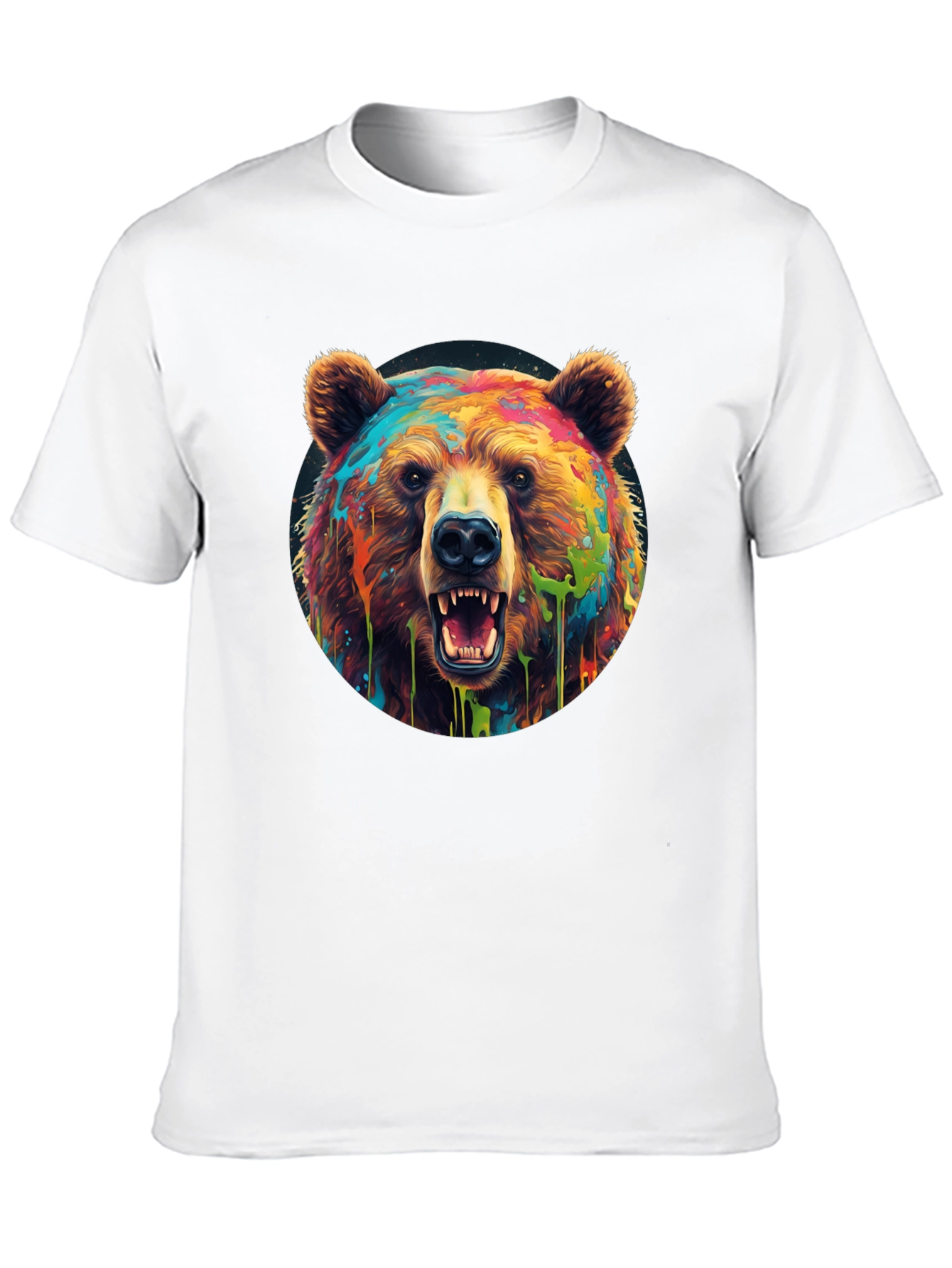 Black Colorful Bear Graphic T-Shirt - Men's Black Tee view 10