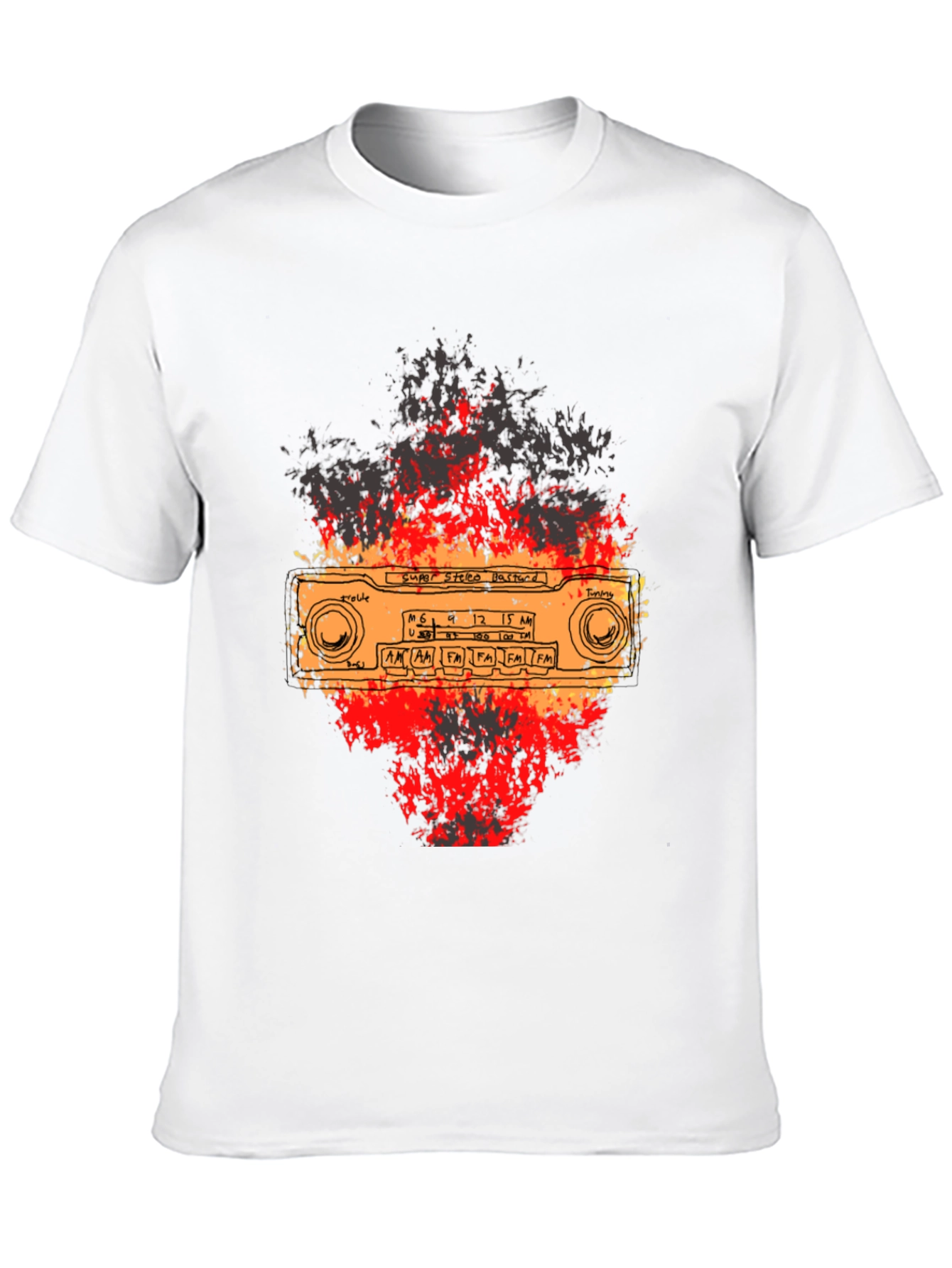 Black Retro Radio Graphic Tee - Vintage Style Black T-Shirt view 10