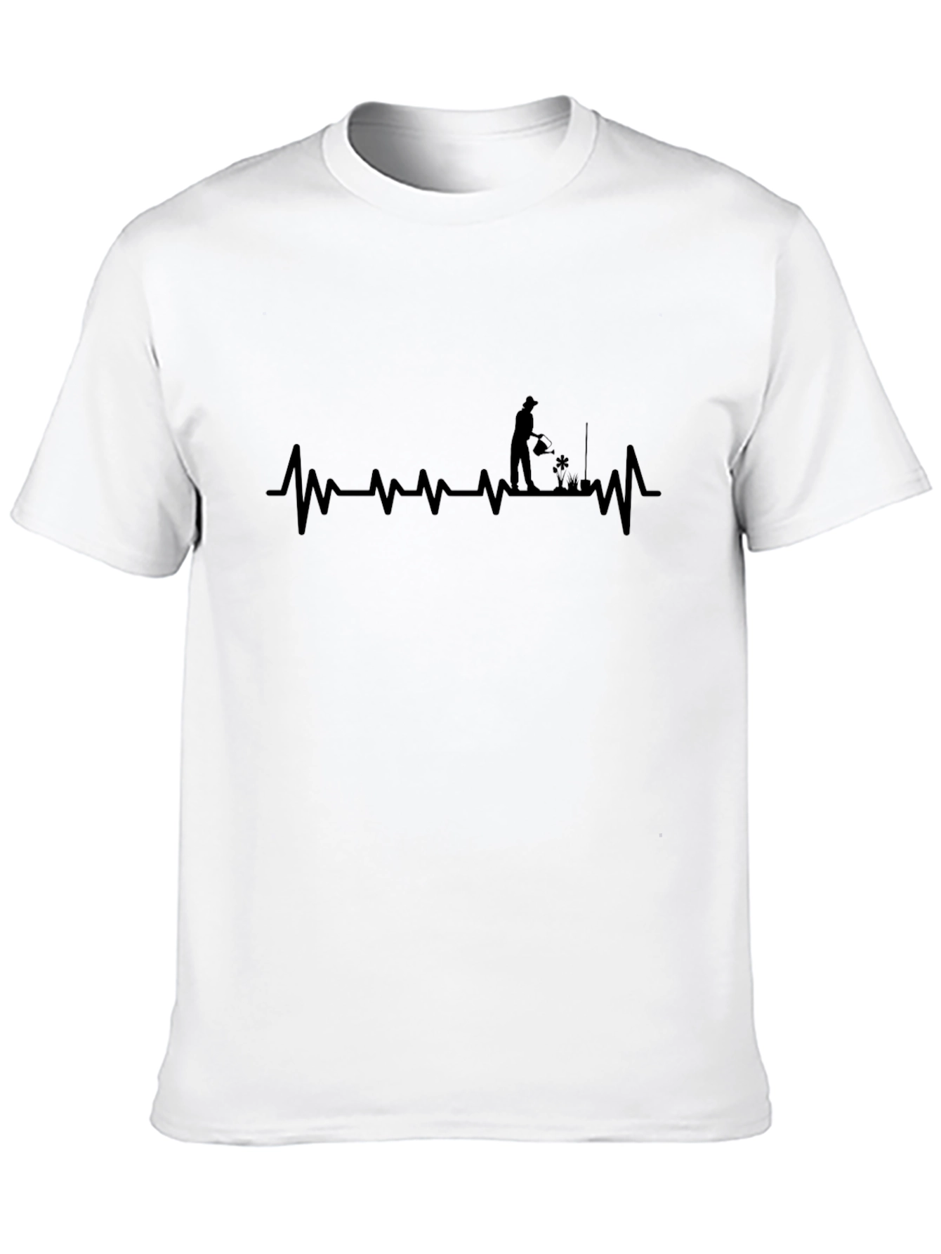 Black Gardener Heartbeat T-Shirt - Black Graphic Tee view 10