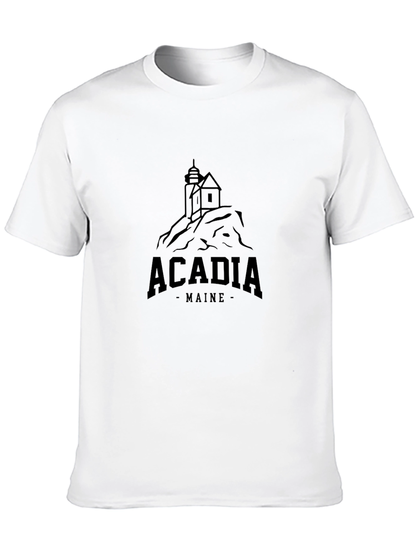 Black Acadia Maine Lighthouse Graphic Tee - Black view 10