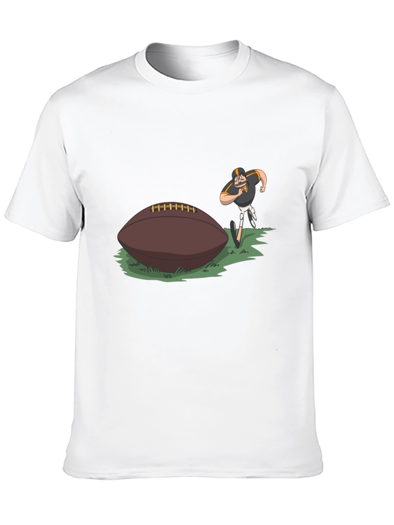 Black Football Player Cartoon Print Black T-Shirt view 10