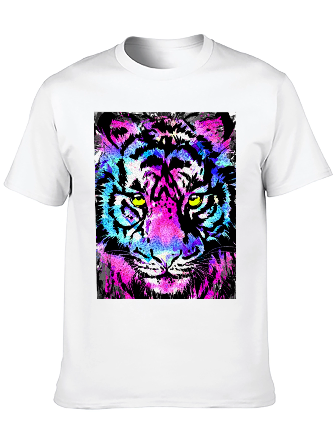 Black Vibrant Tiger Graphic Black T-Shirt view 10