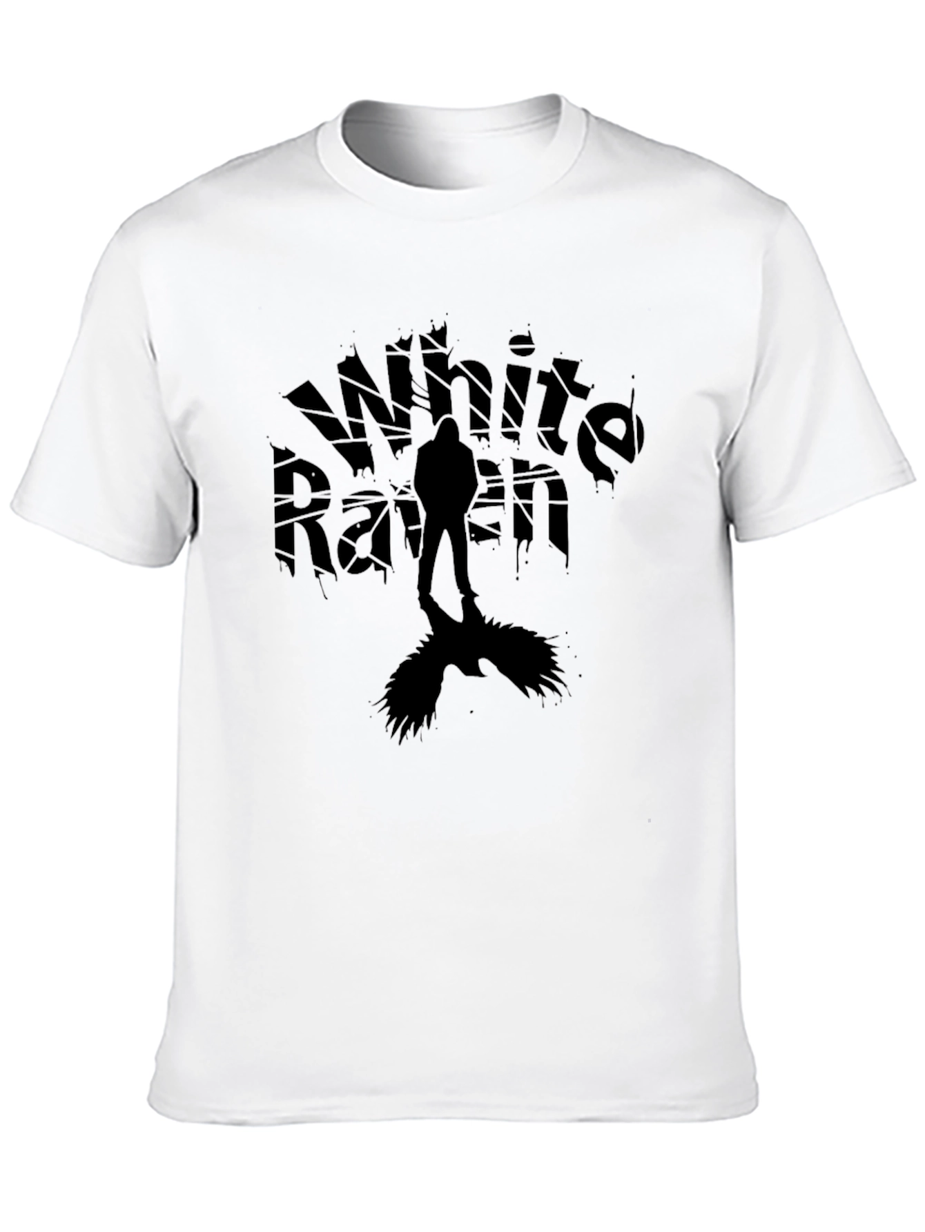 White Raven Graphic Tee - Dark Silhouette Design T-Shirt - 10