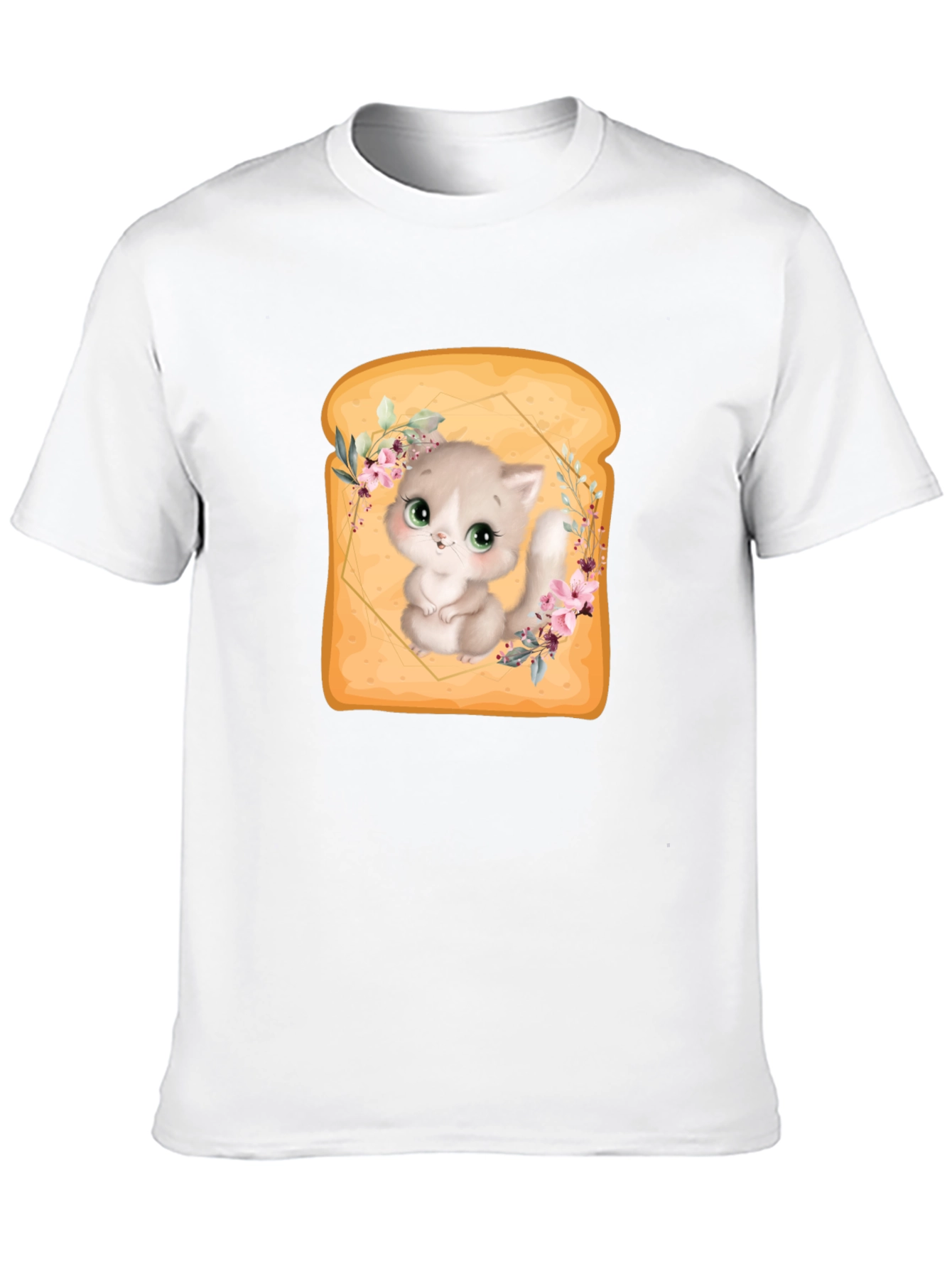 Black Cute Kitten in Toast T-Shirt - Unique Graphic Tee view 10