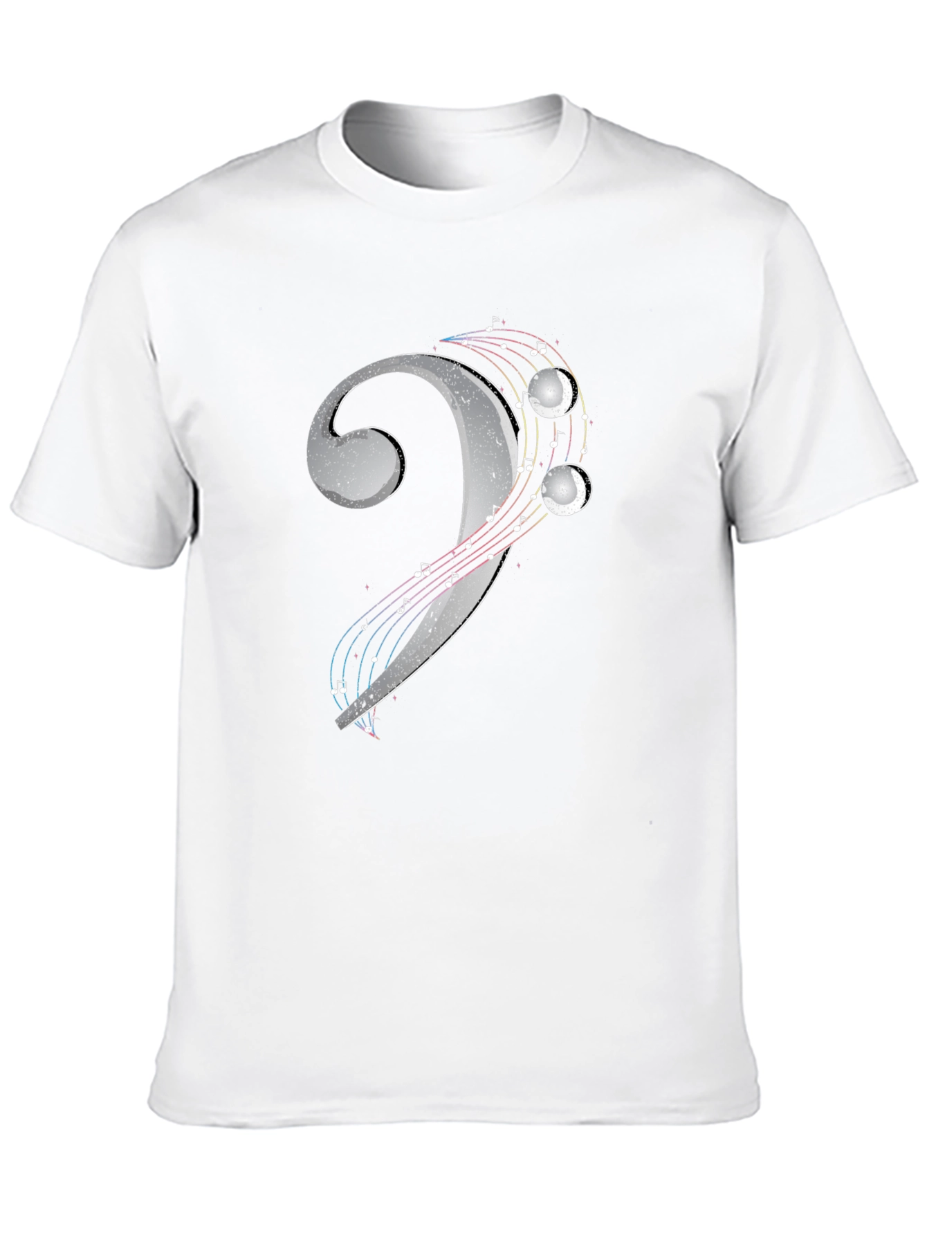 Black Bass Clef Music Notes T-Shirt - Black view 10