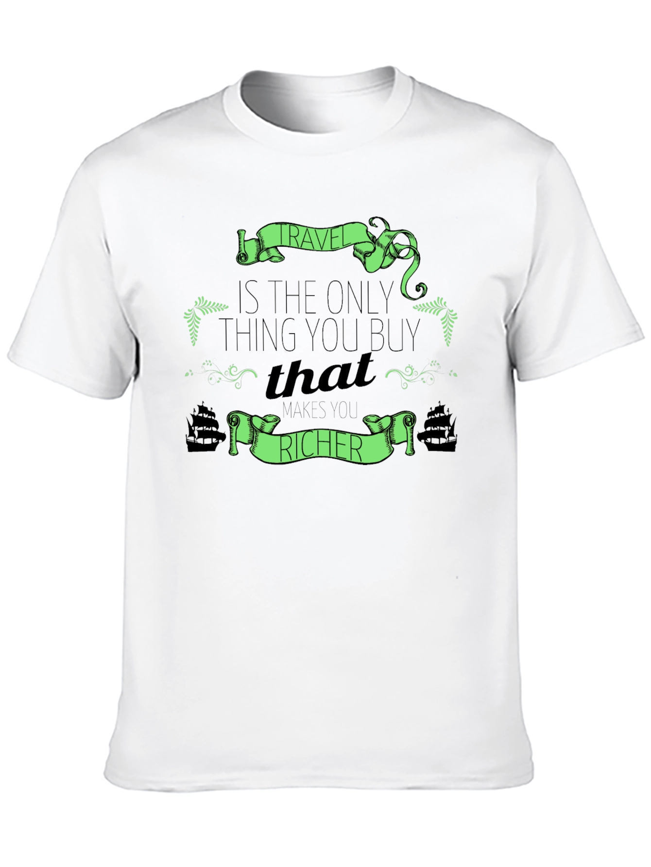 Black Travel Makes You Richer Black T-Shirt view 10