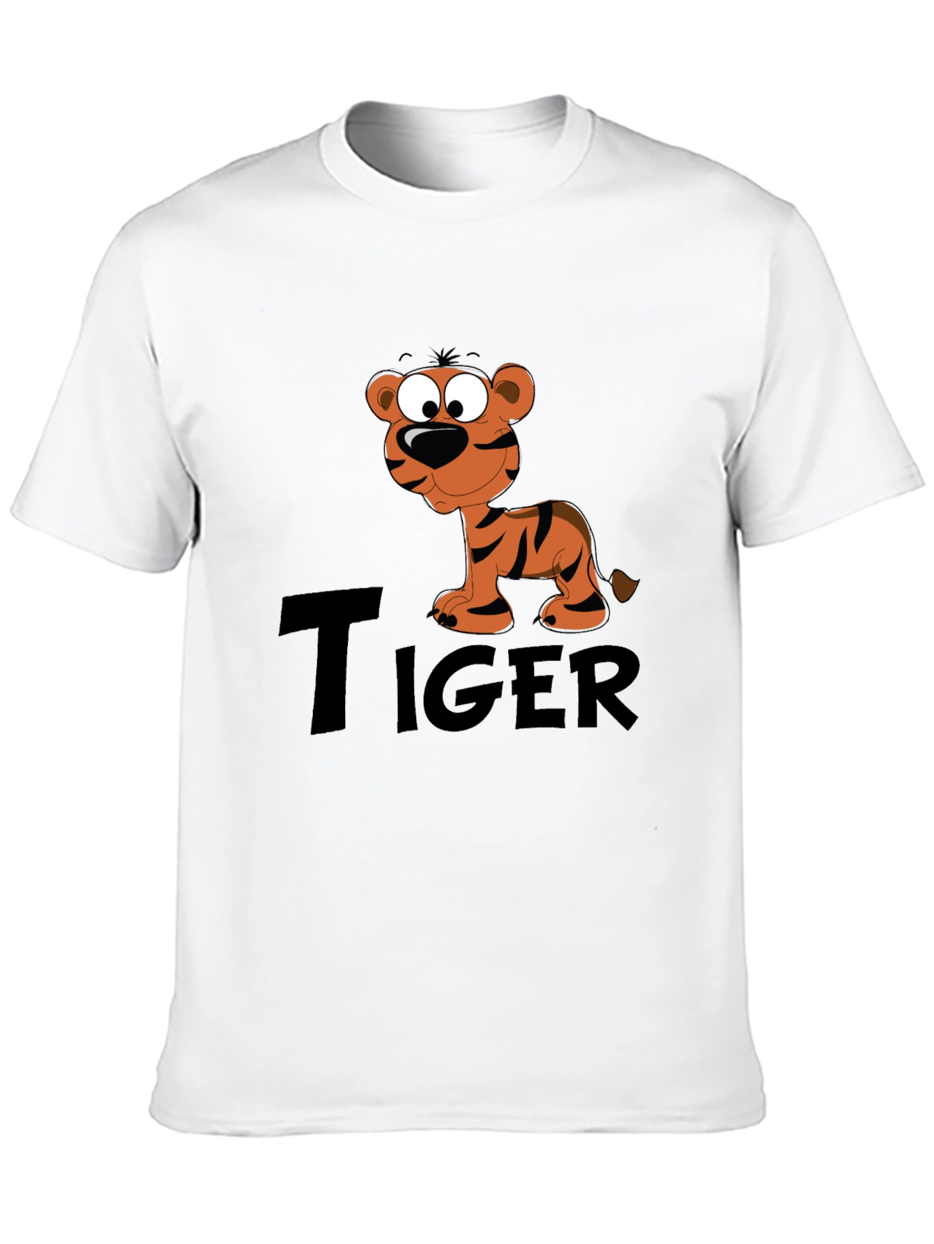 Black Cartoon Tiger Graphic Black T-Shirt view 10